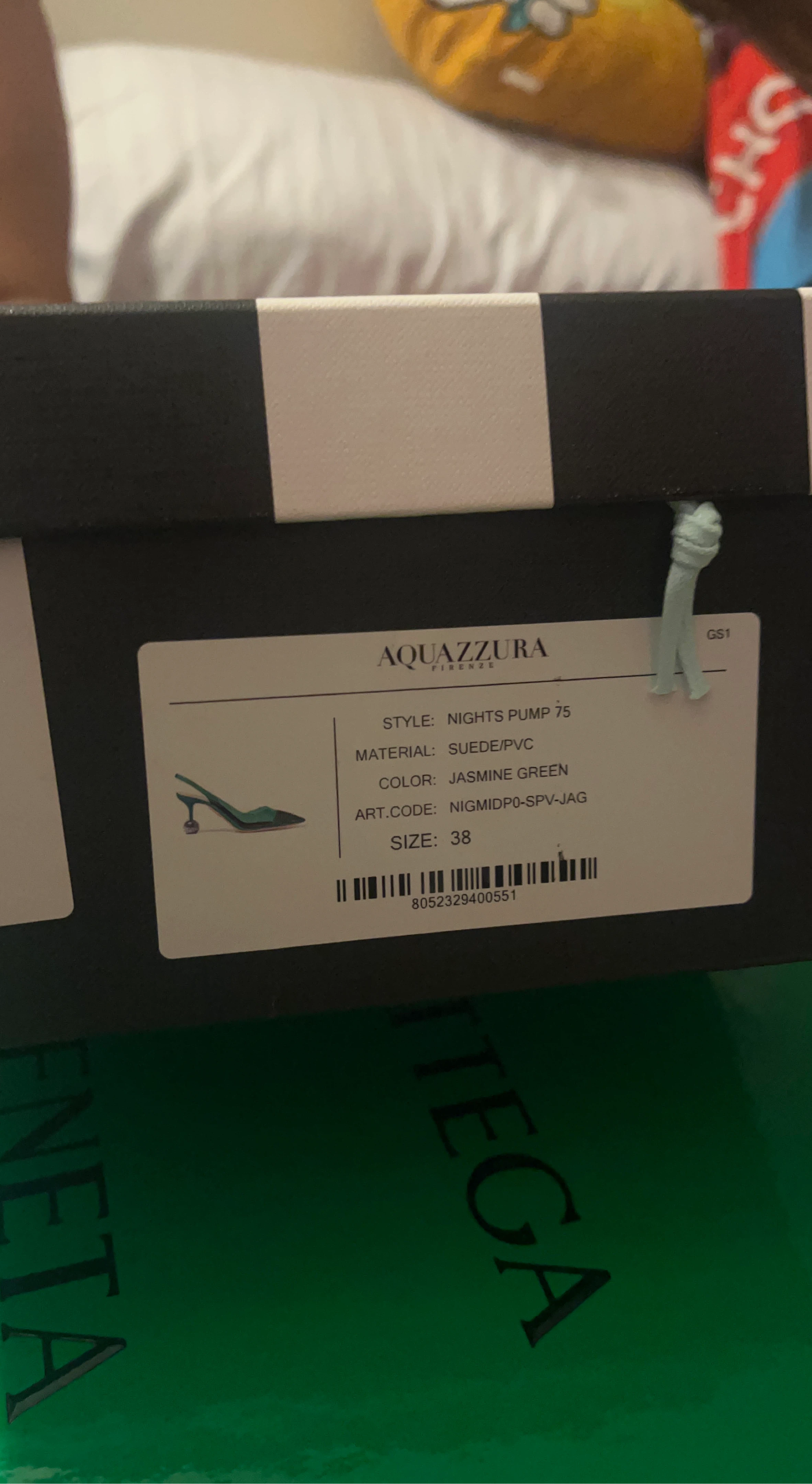 Aquazzura Nights Pump 75 Heels - Jasmine Green - Size 38