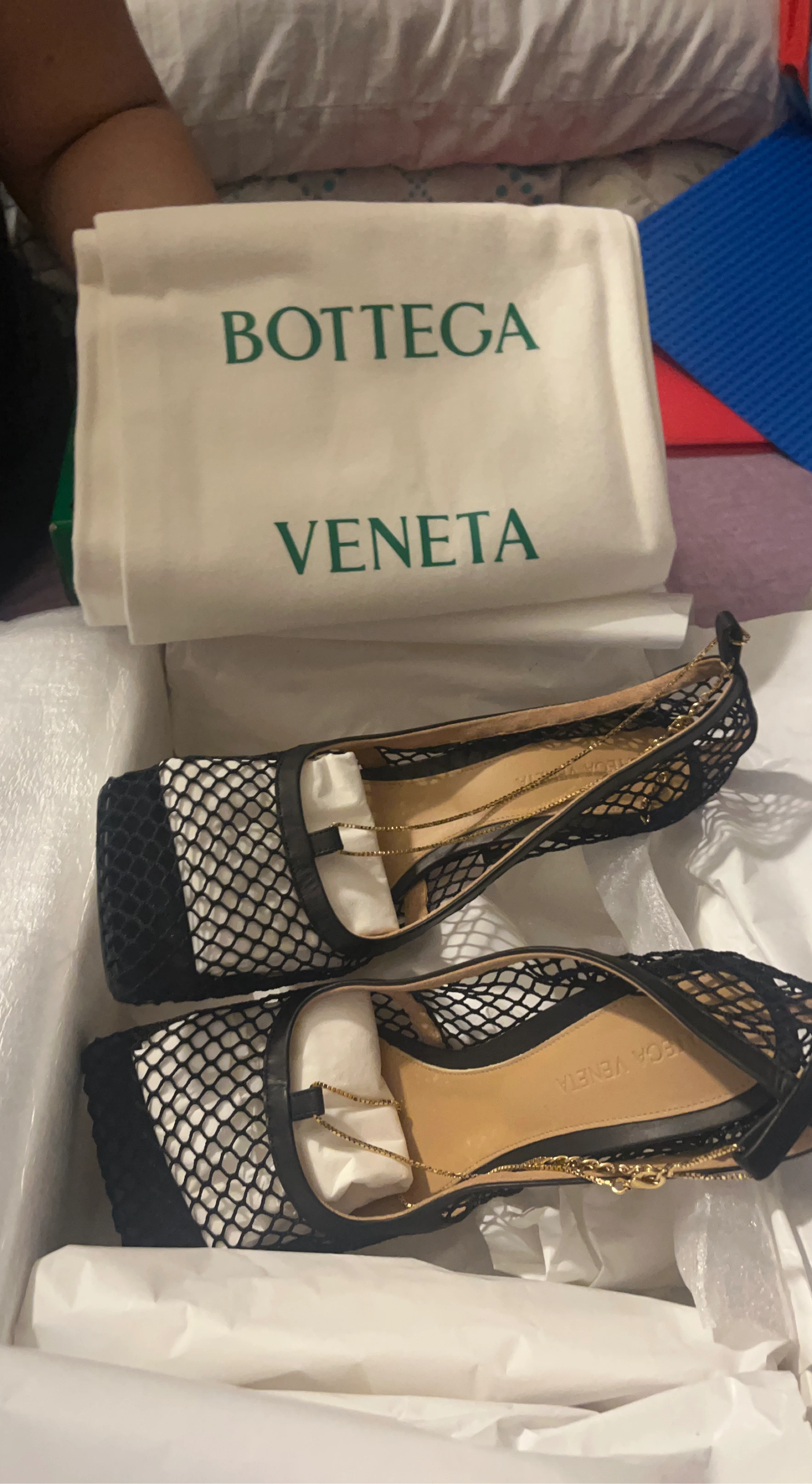 Bottega Veneta Black Mesh Chain Heels