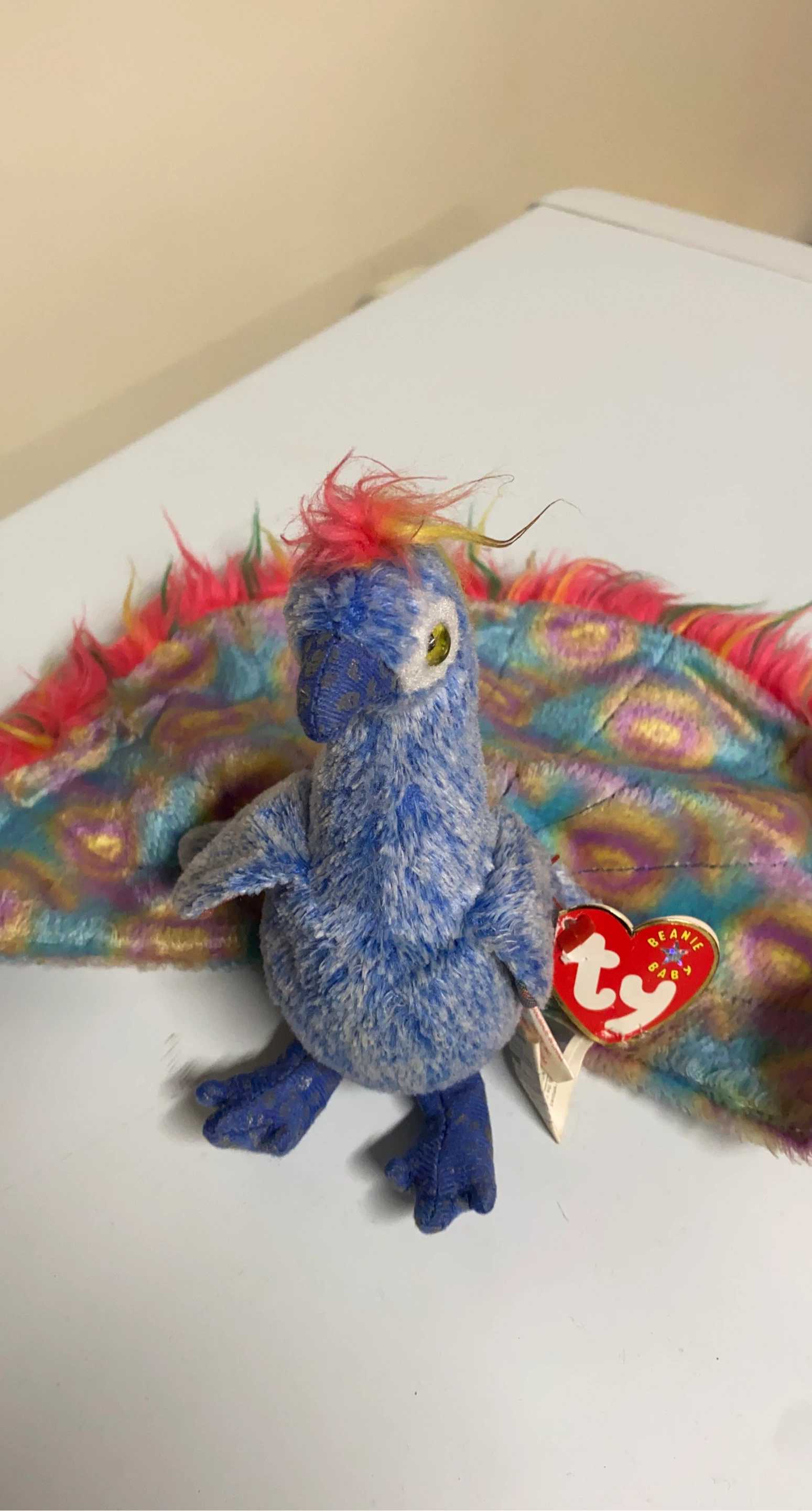 Ty Beanie Baby "Flashy" Peacock Plush