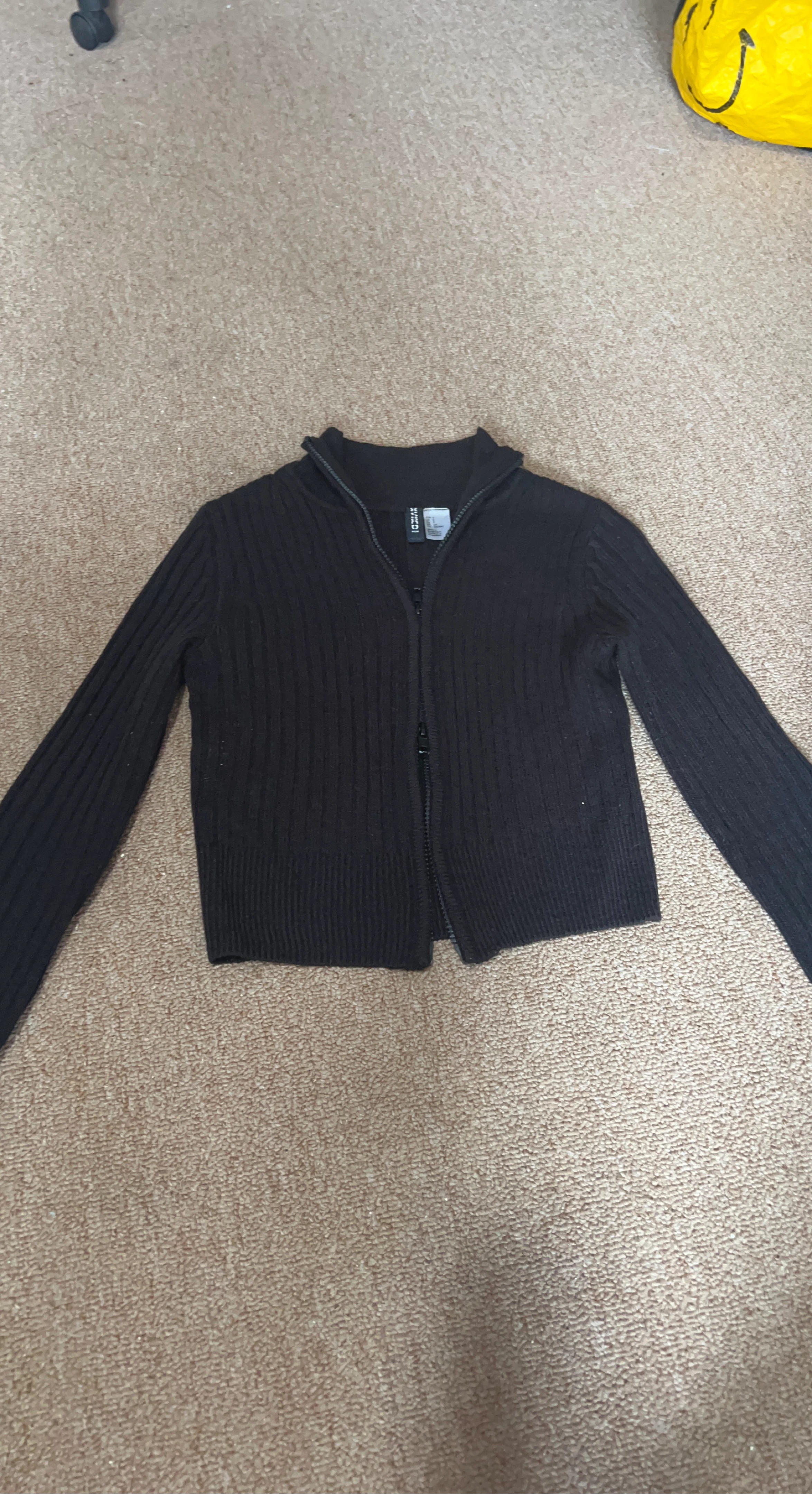 DIVIDED Black Ribbed Zip-Up Cardigan