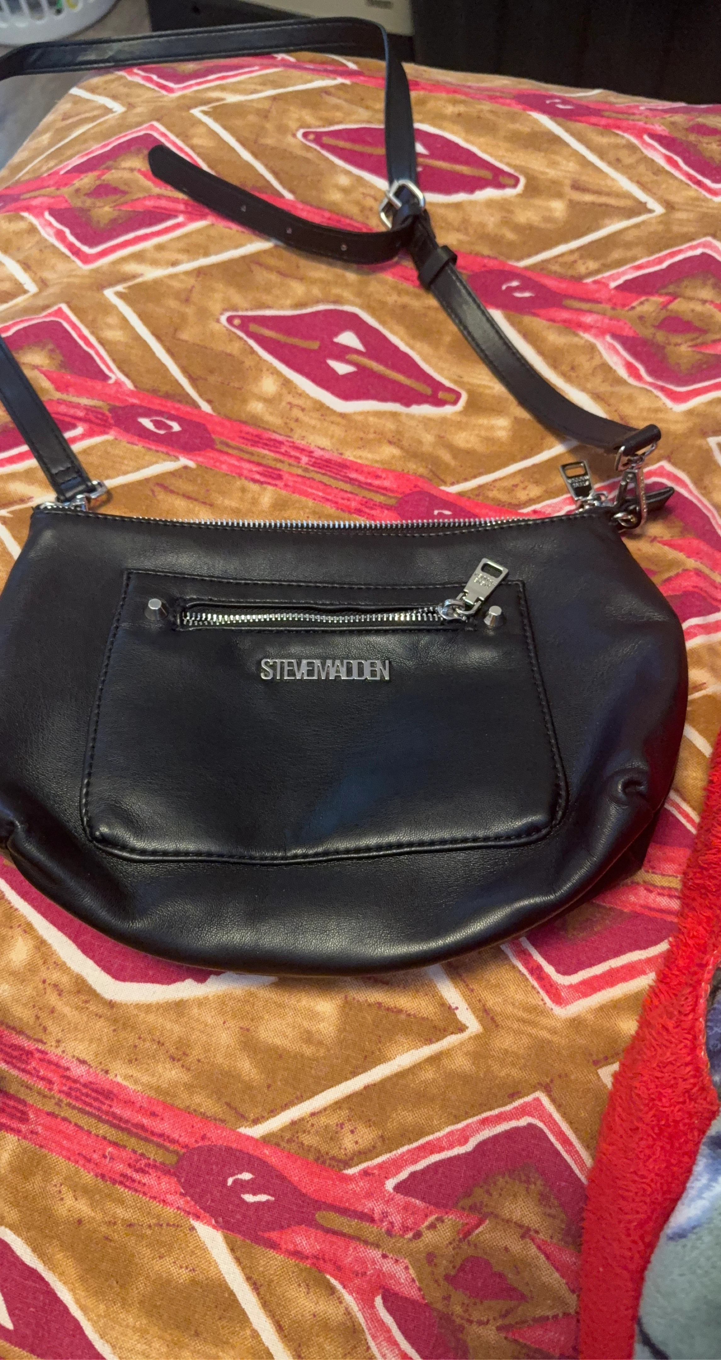 Steve Madden Black Faux Leather Crossbody Bag
