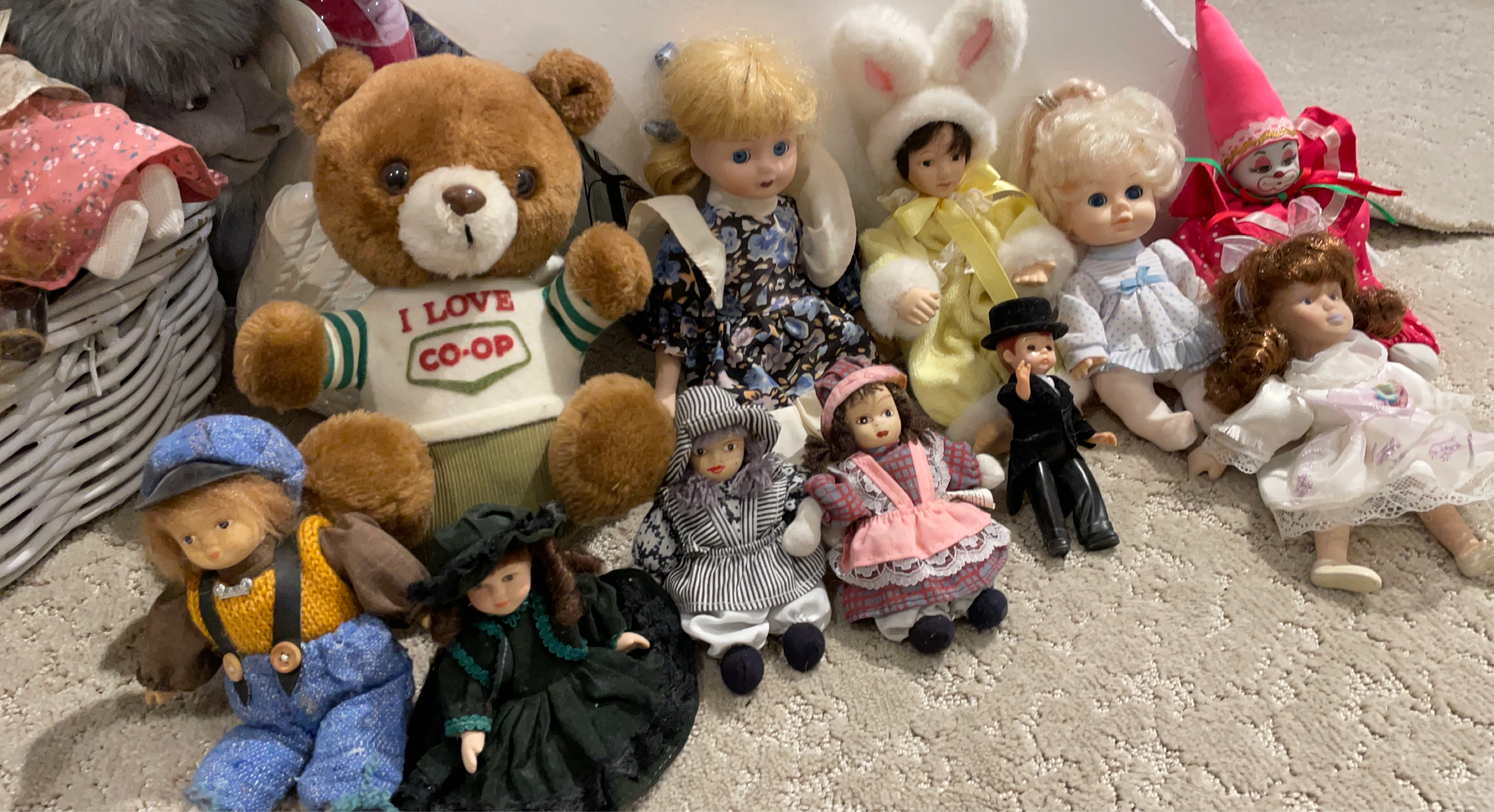 Collection of Dolls and Teddy Bear