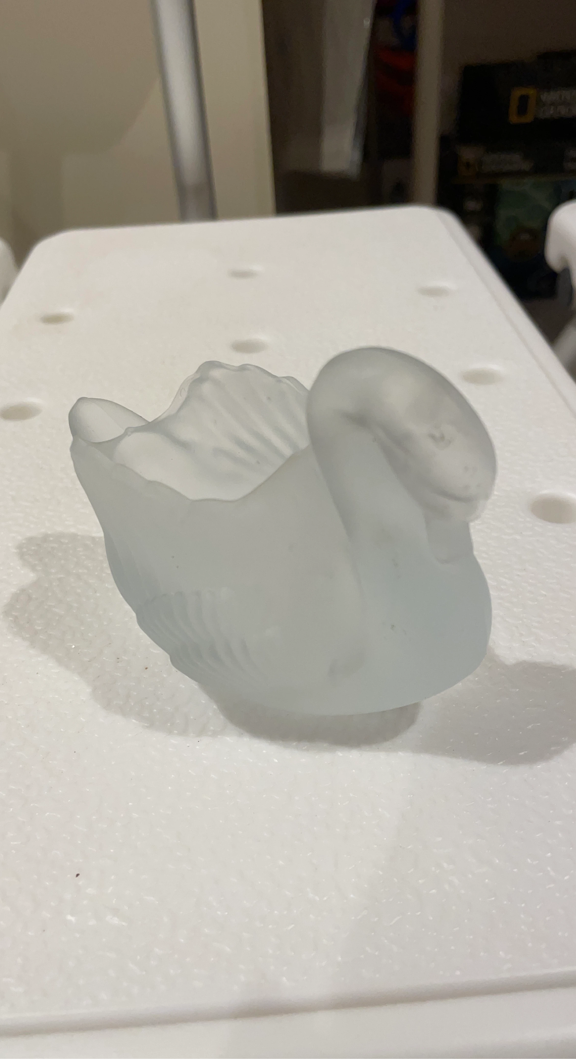 Frosted Glass Swan Trinket Dish