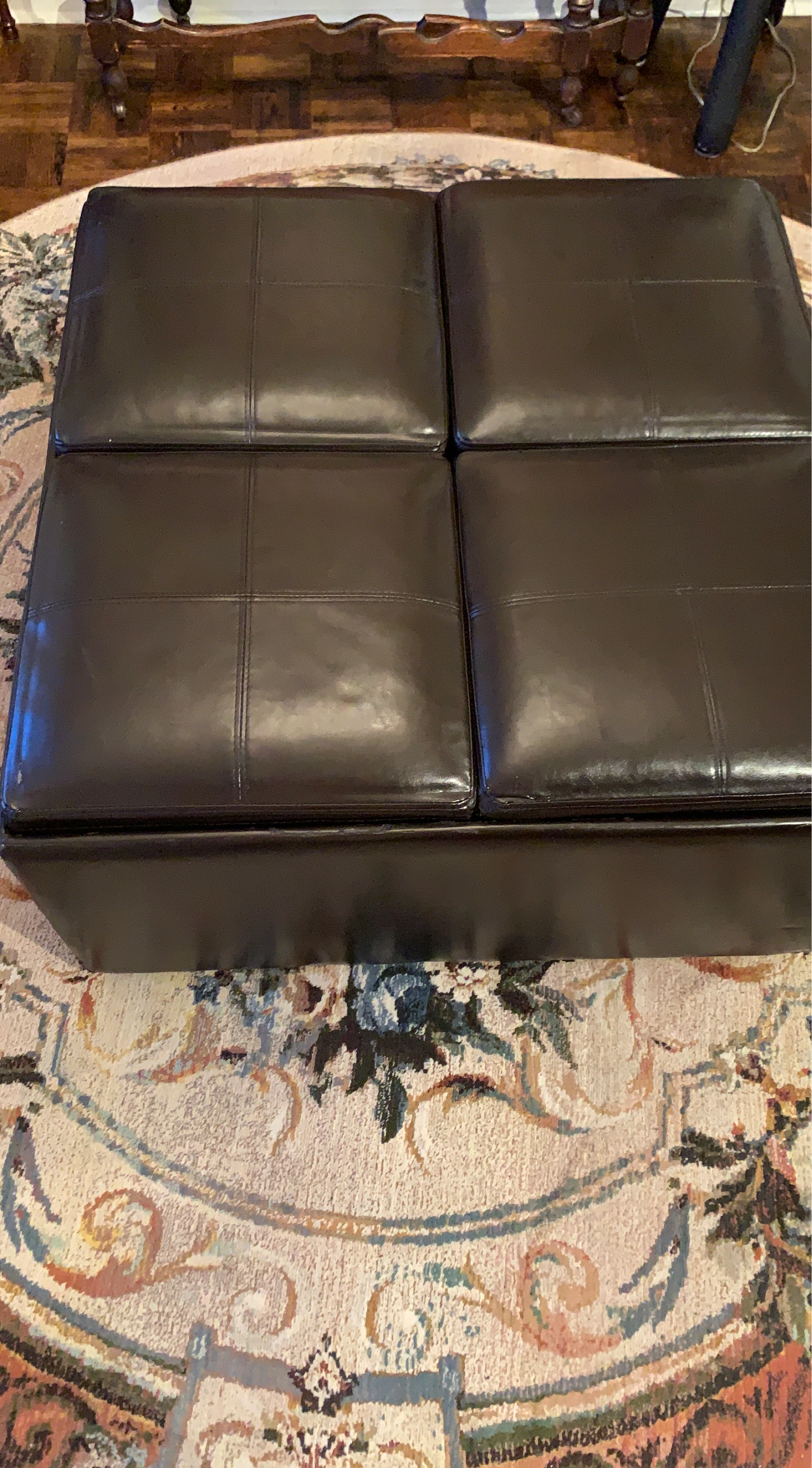 Faux Leather Storage Ottoman with Four Trays