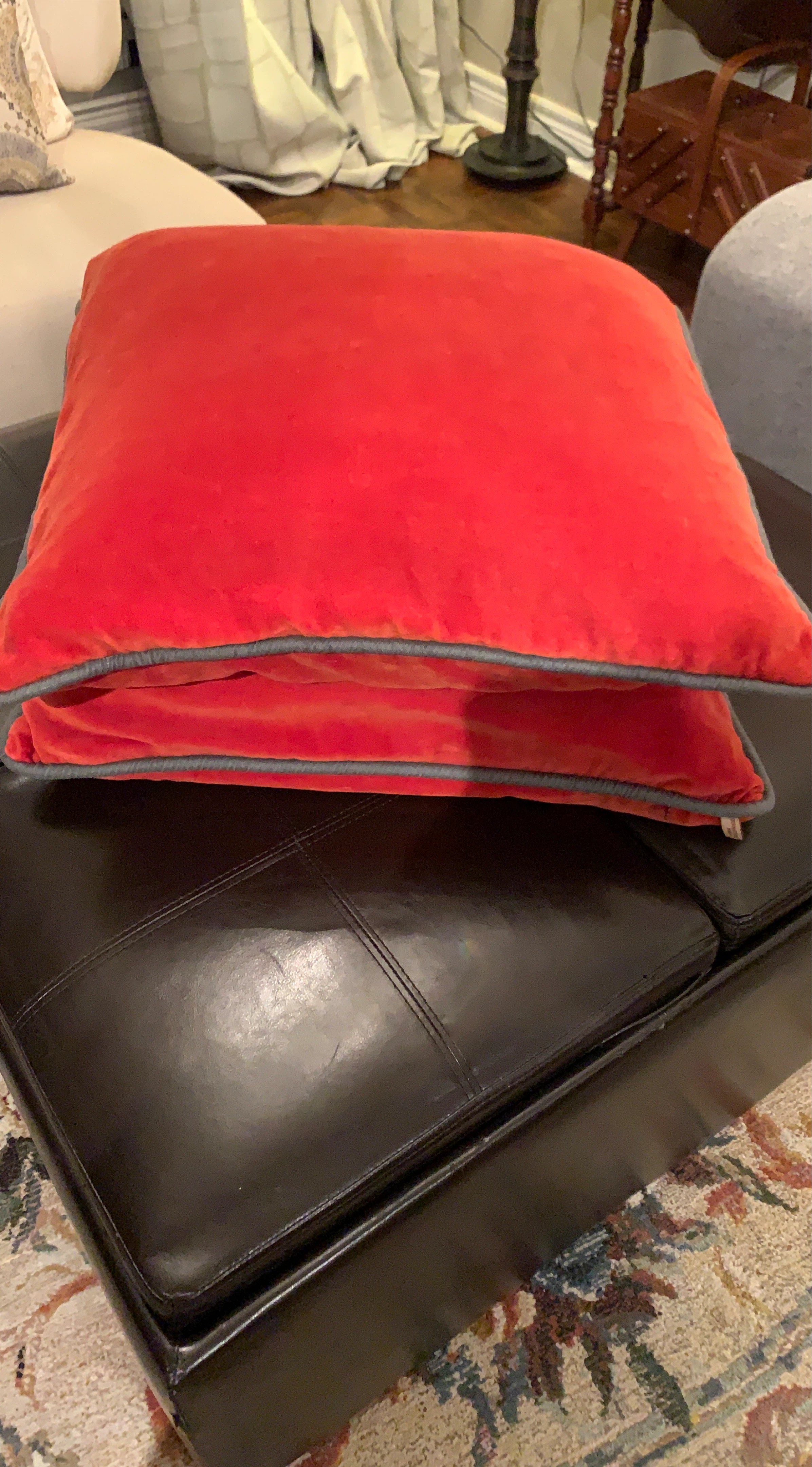 Set of TWO Tourmaline Home Red Velvet Throw Pillow
