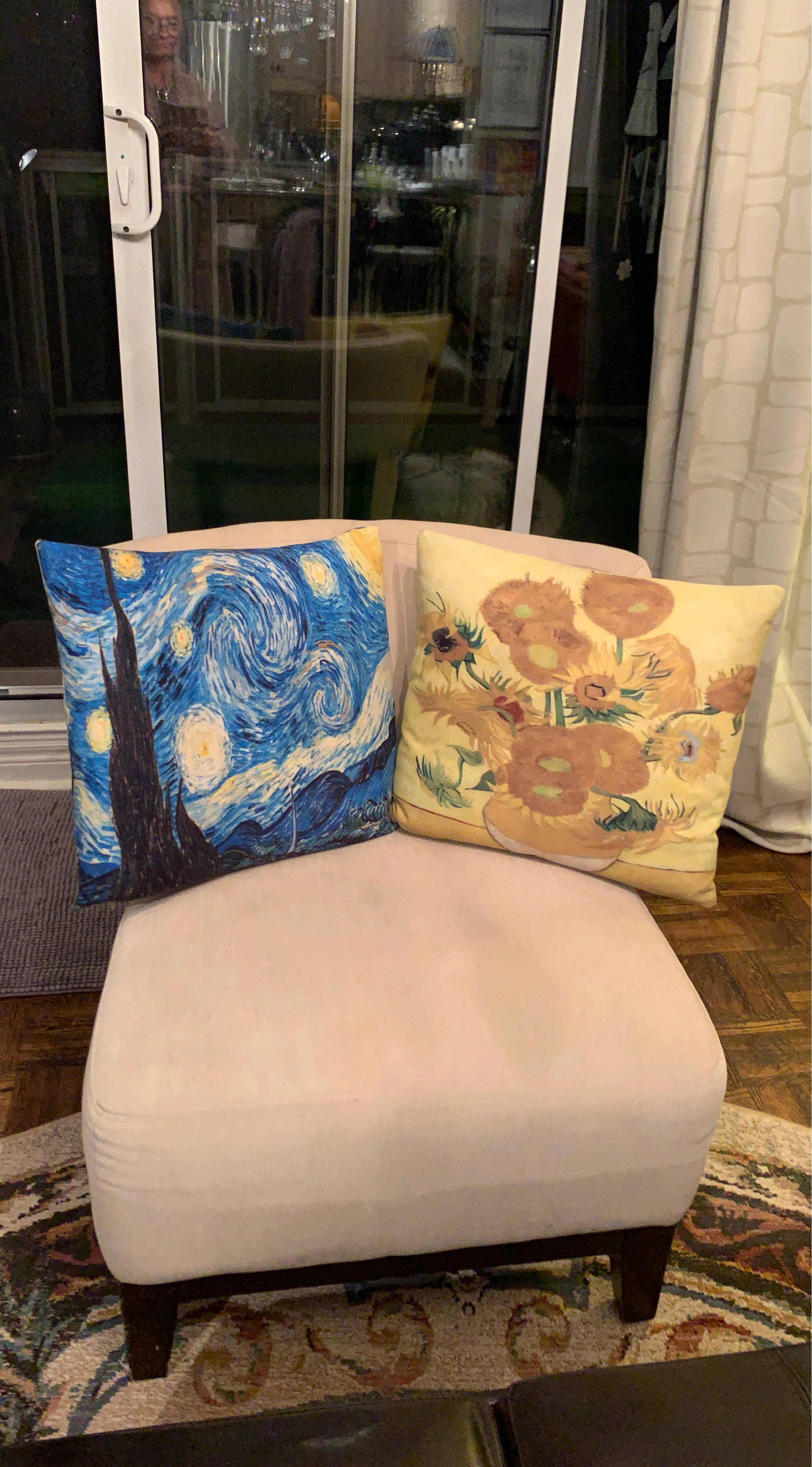 Set of TWO Van Gogh Starry Night & Sunflowers Throw Pillows