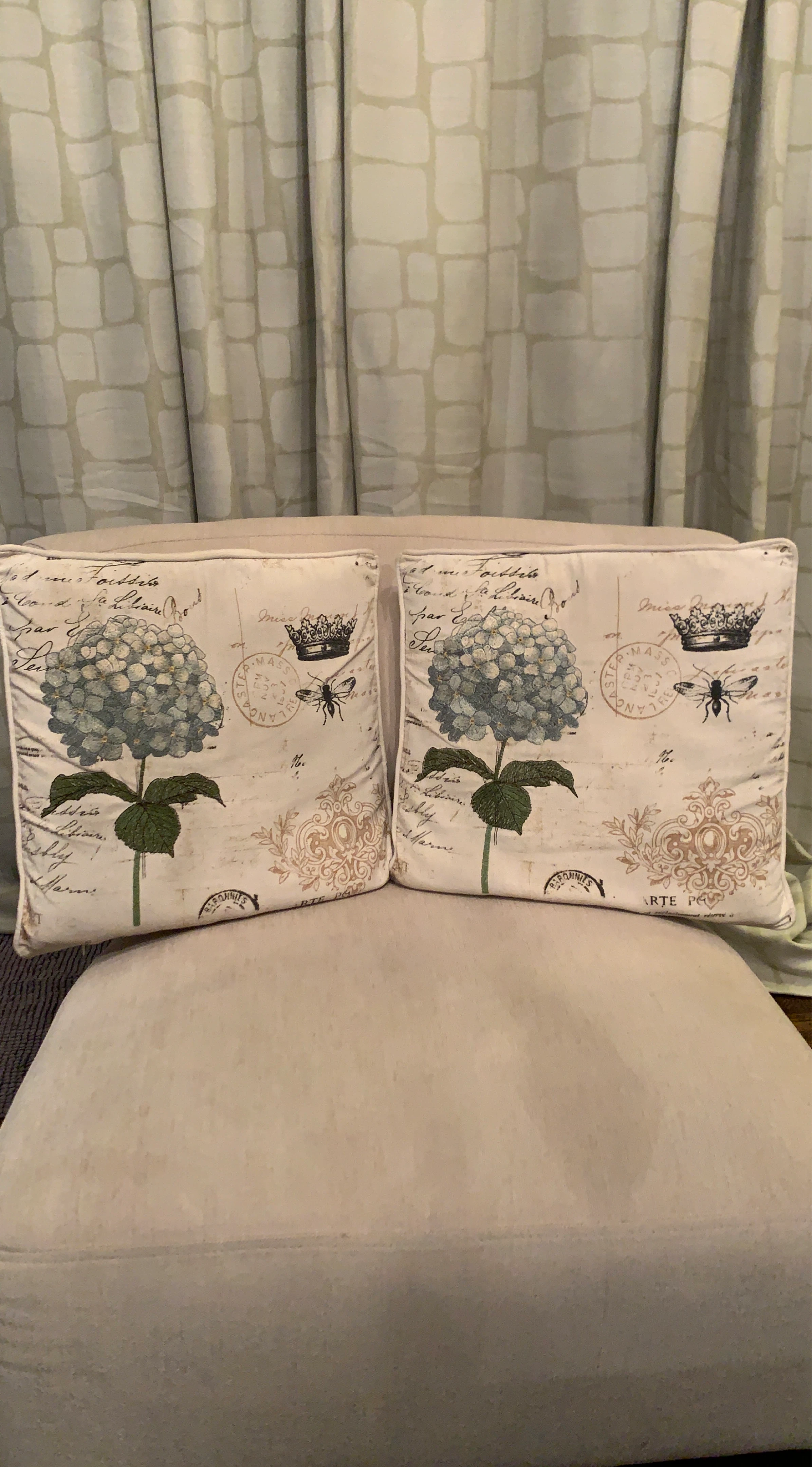 Set of 2 Hydrangea Throw Pillows