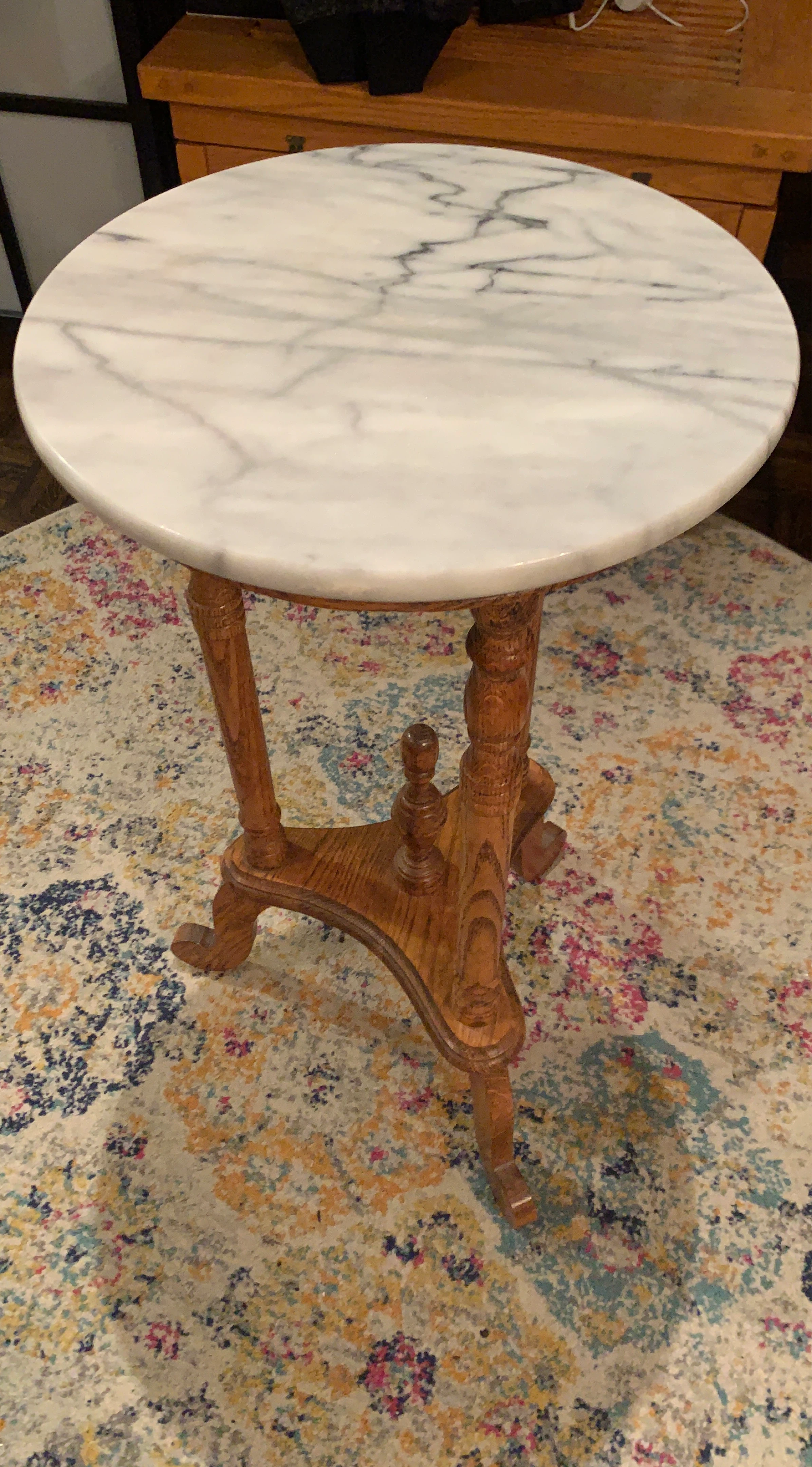 Round Marble Top Accent Table