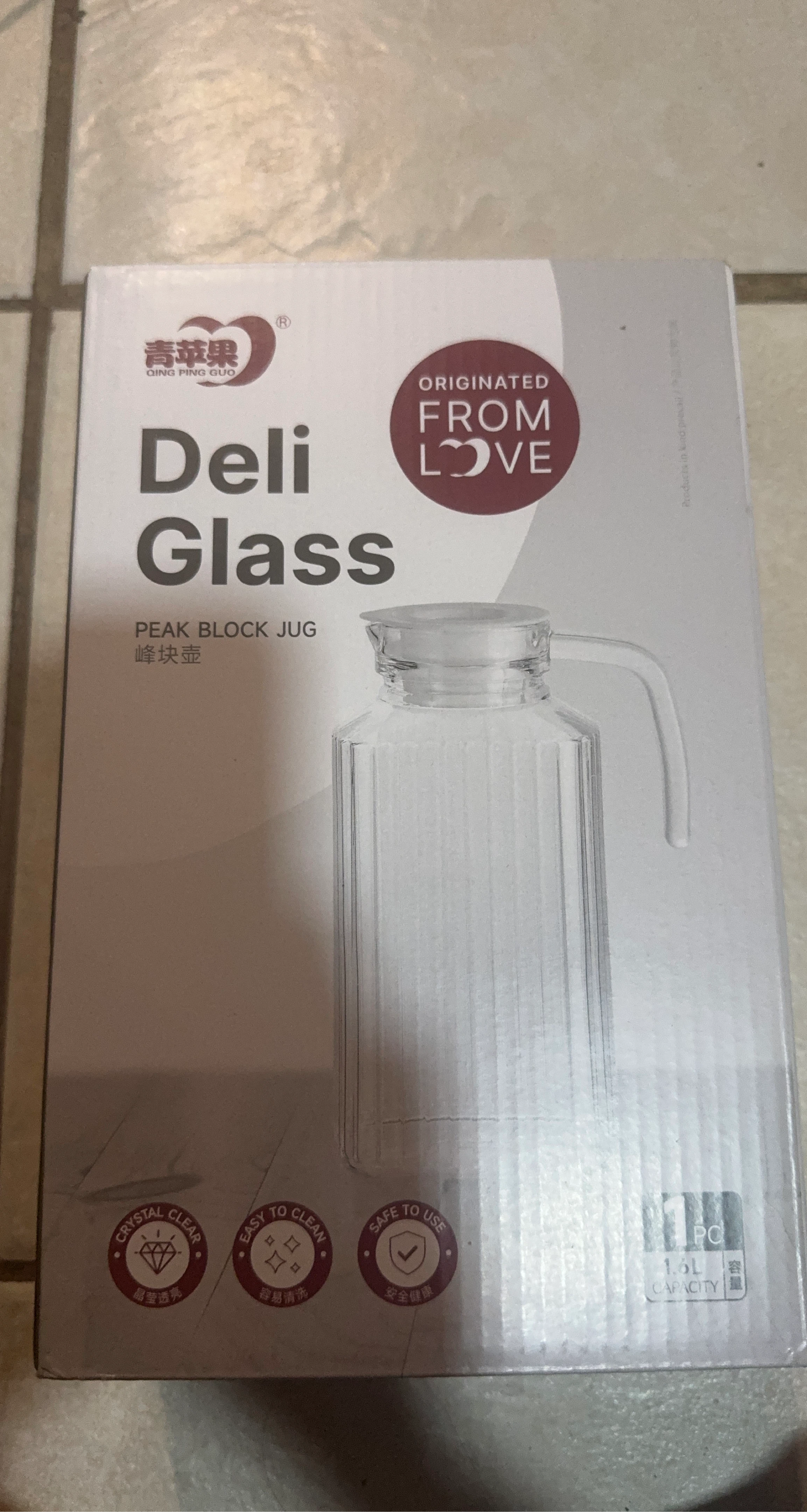 Deli Glass Peak Block Jug 1.6L