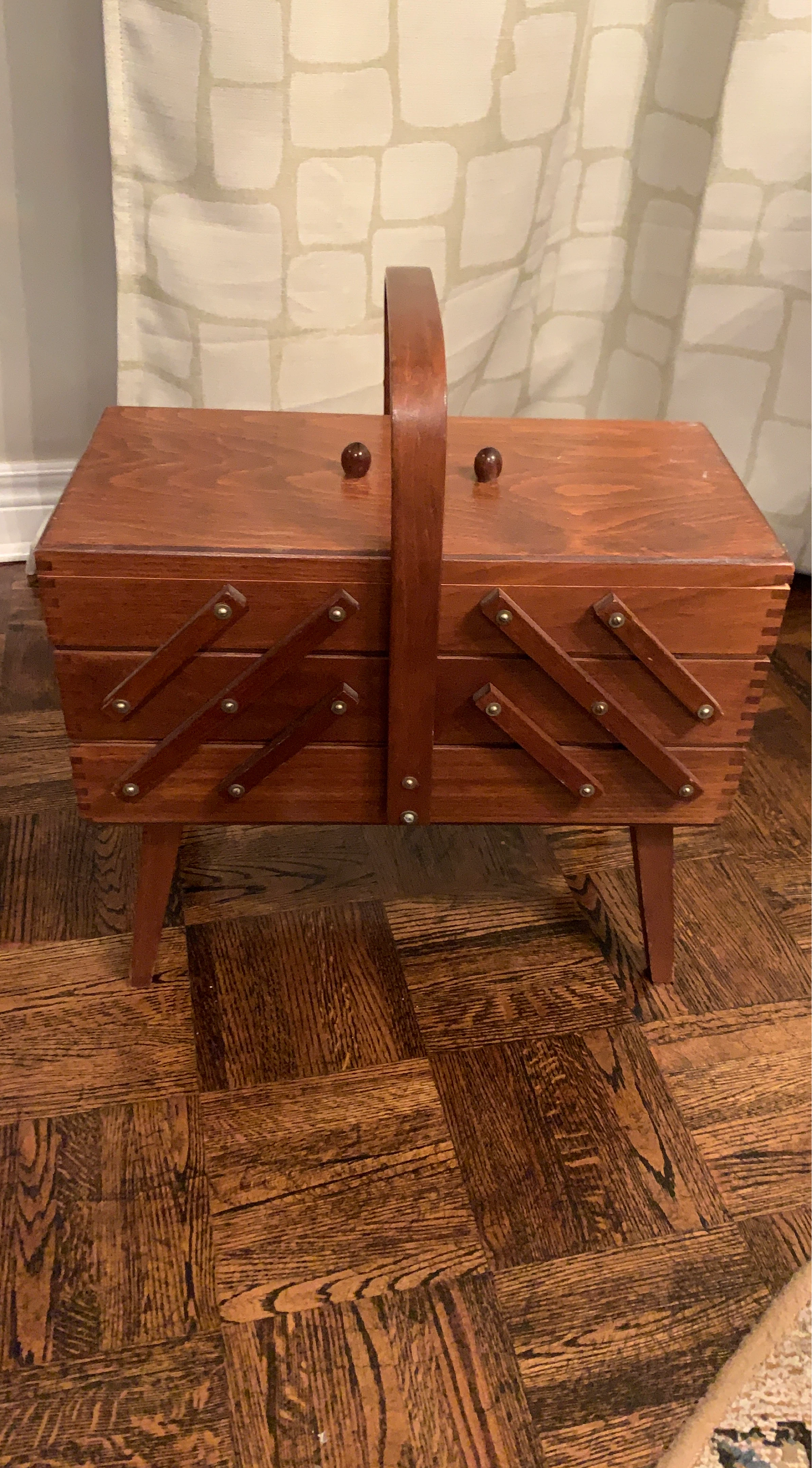 Vintage Wooden Sewing Box