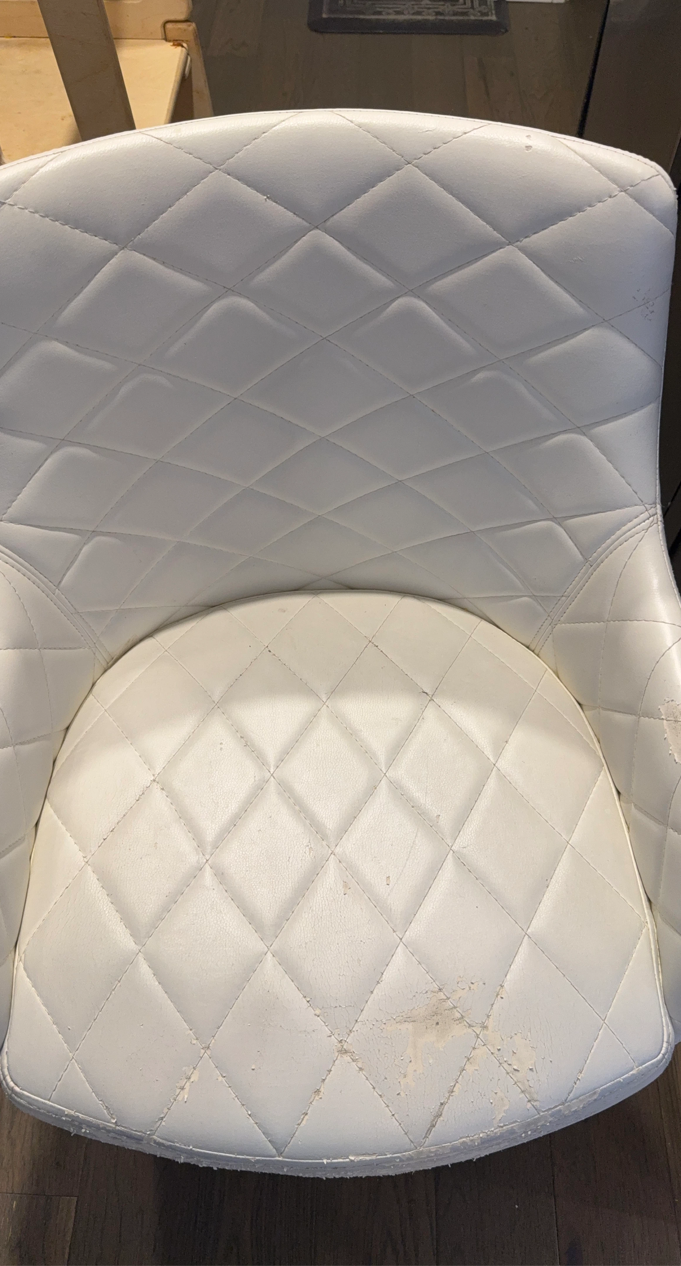 6 White Faux Leather Accent Chair with Diamond Stitching