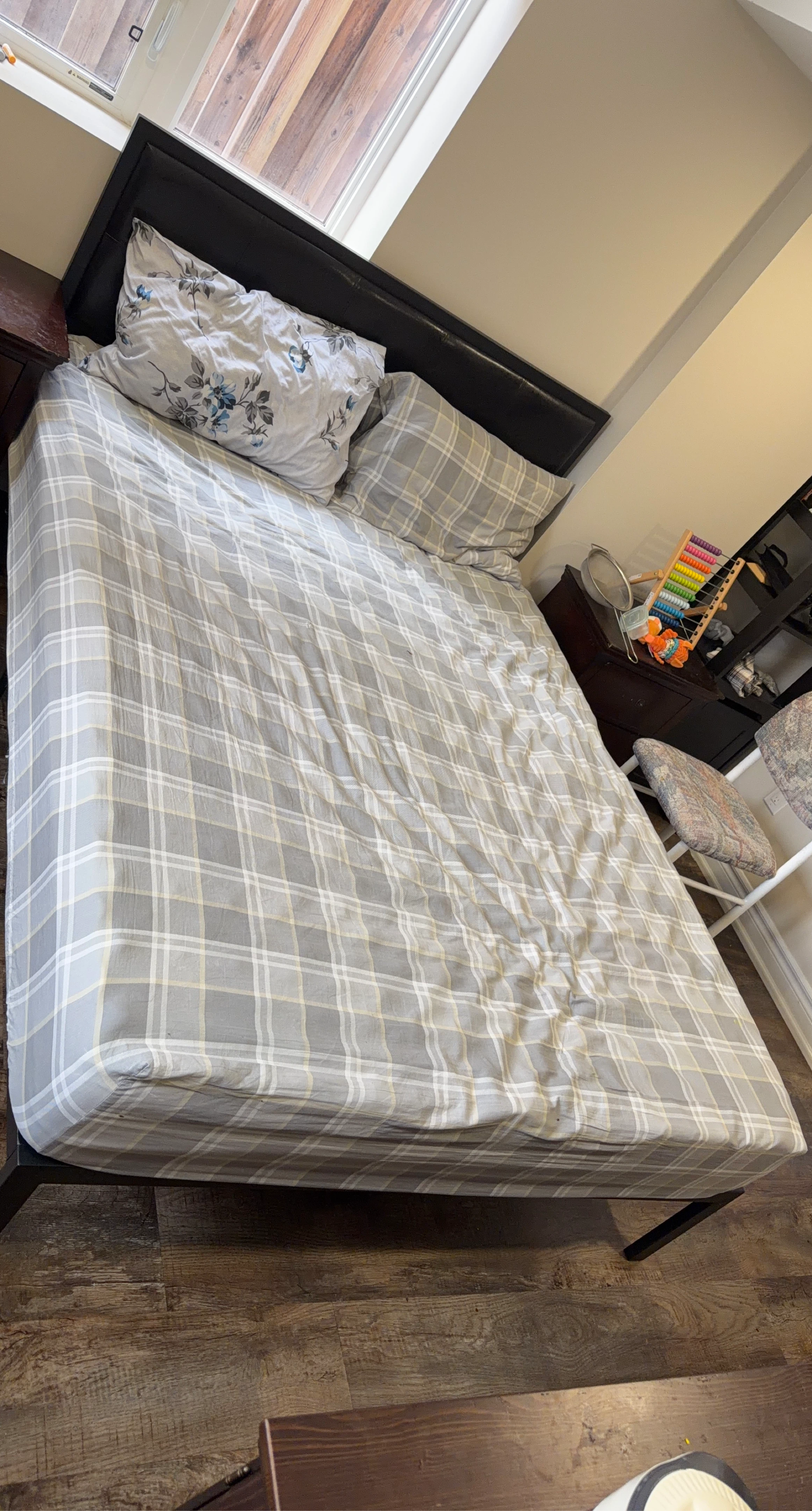 Queen Size Bed Frame with Black Headboard