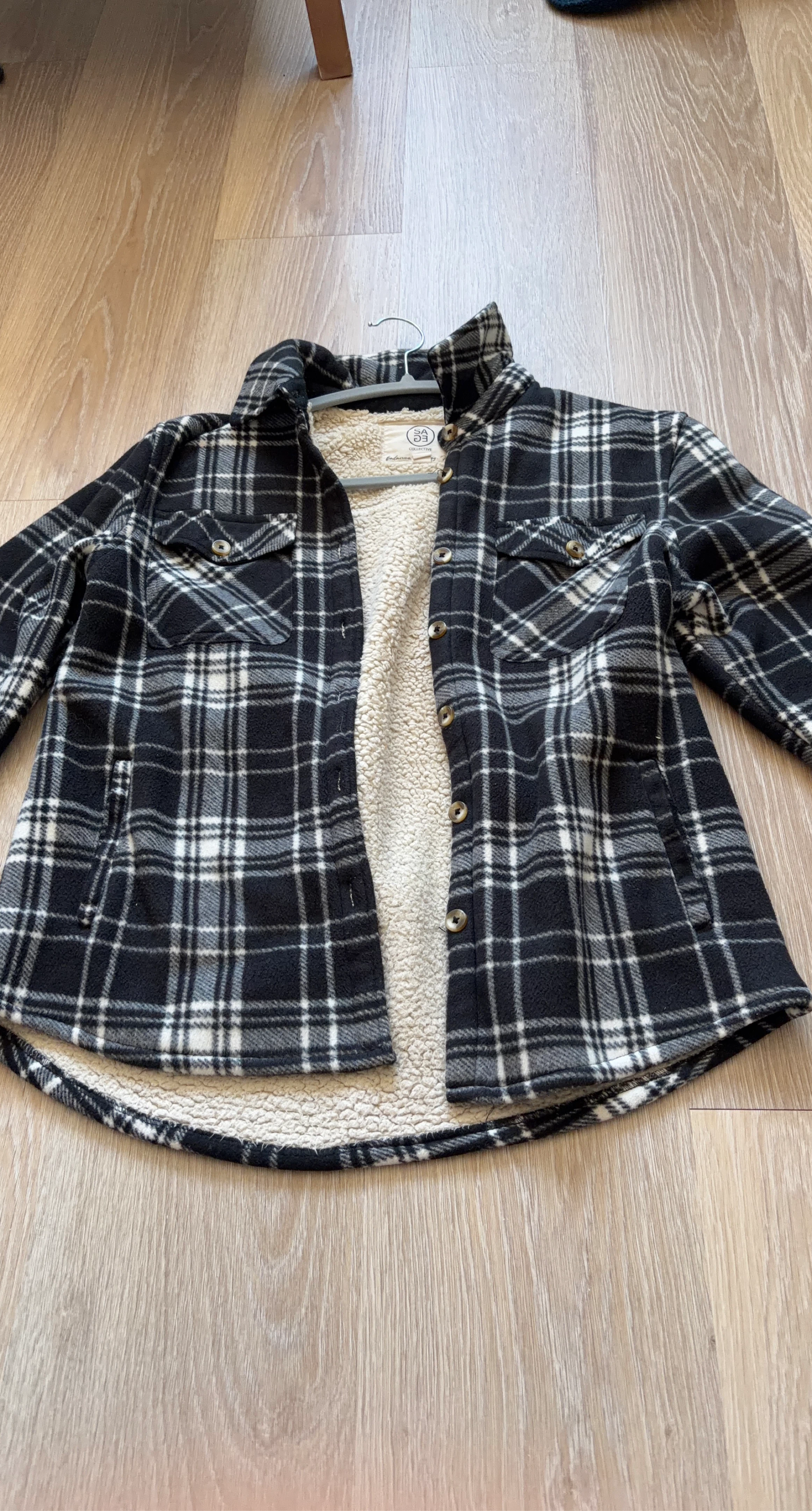 Sage Collective Plaid Sherpa Lined Flannel Shirt Jacket