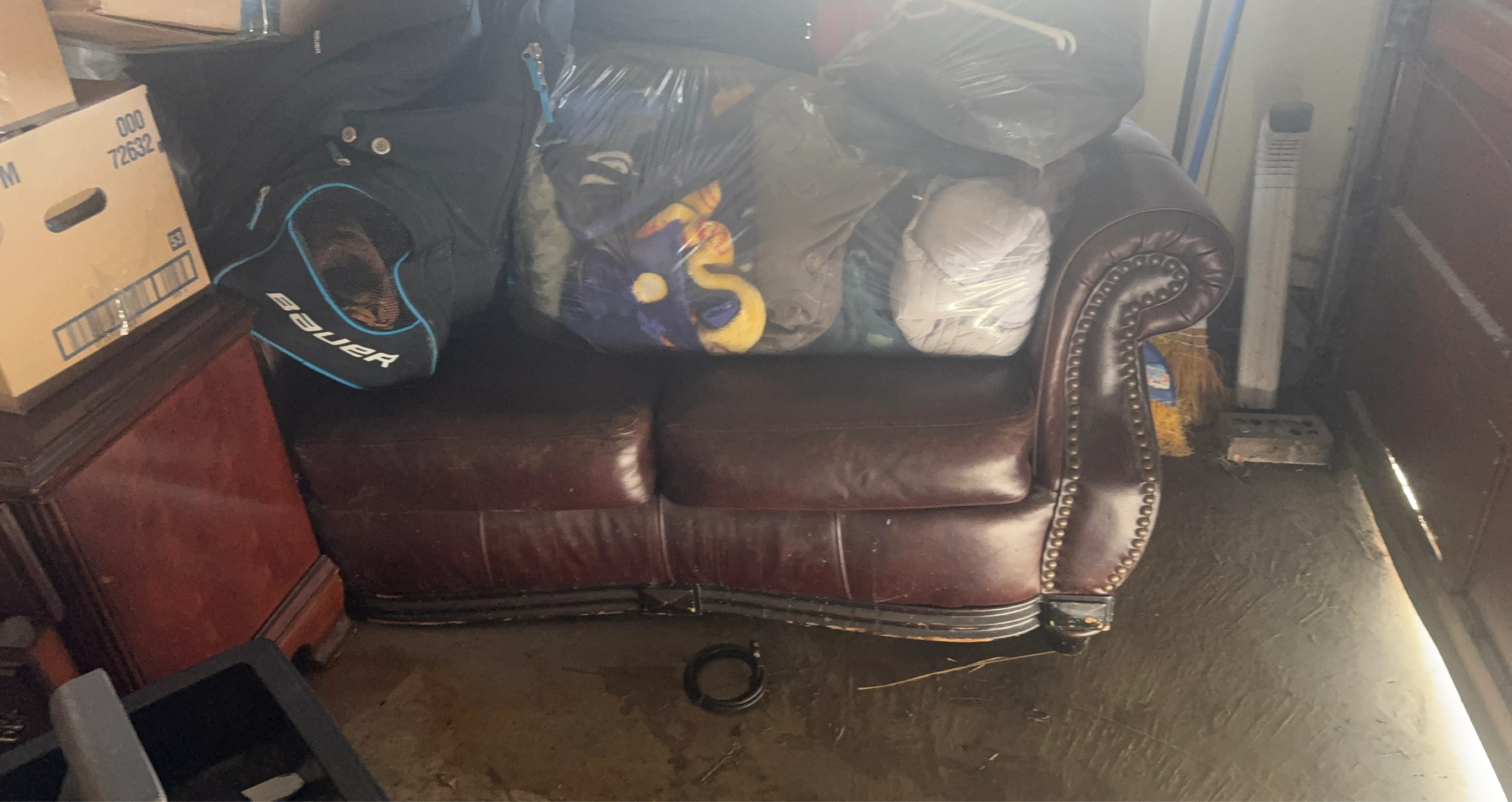 Brown Leather Loveseat Sofa