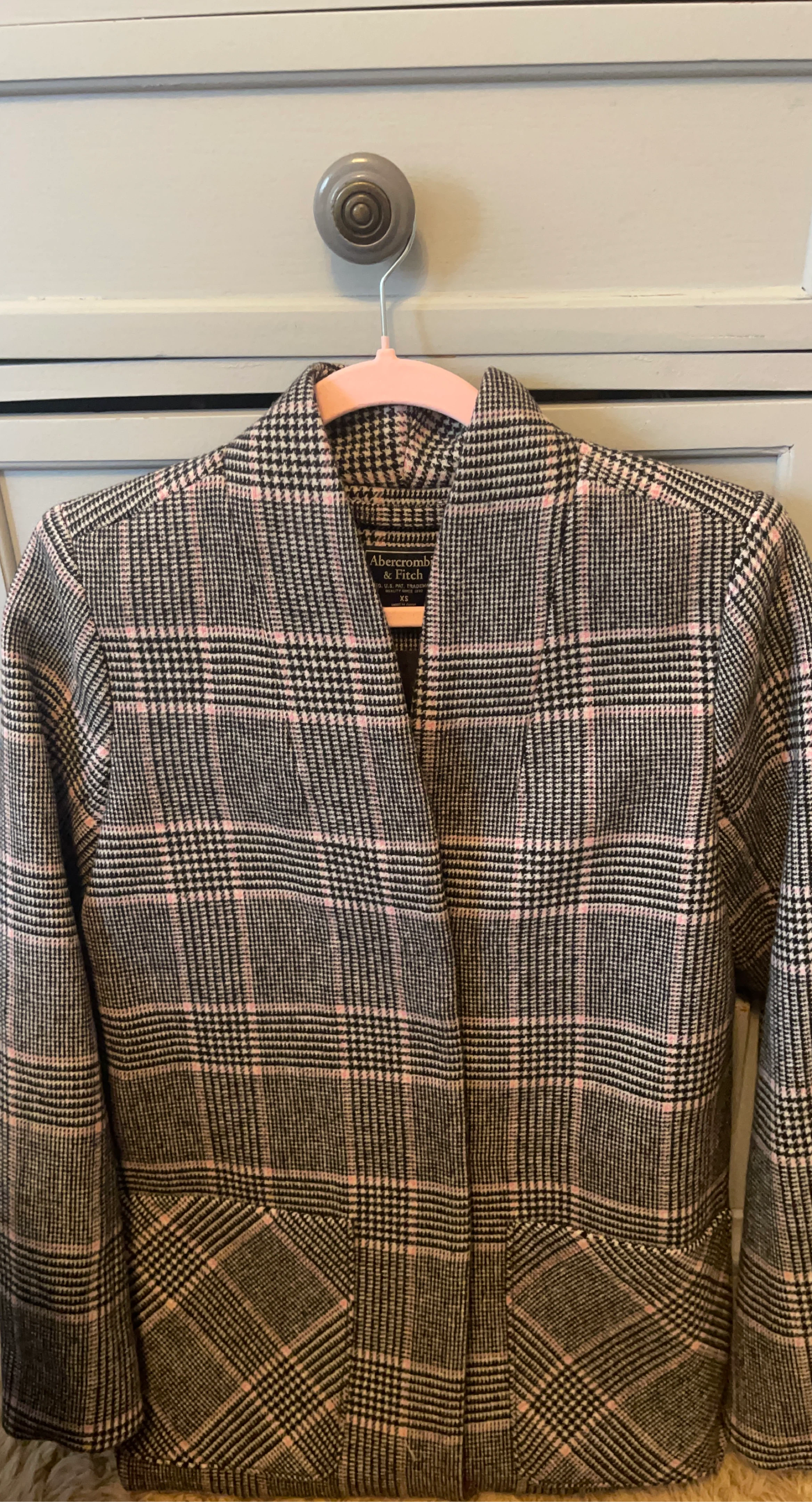 Abercrombie & Fitch Plaid Collarless Coat