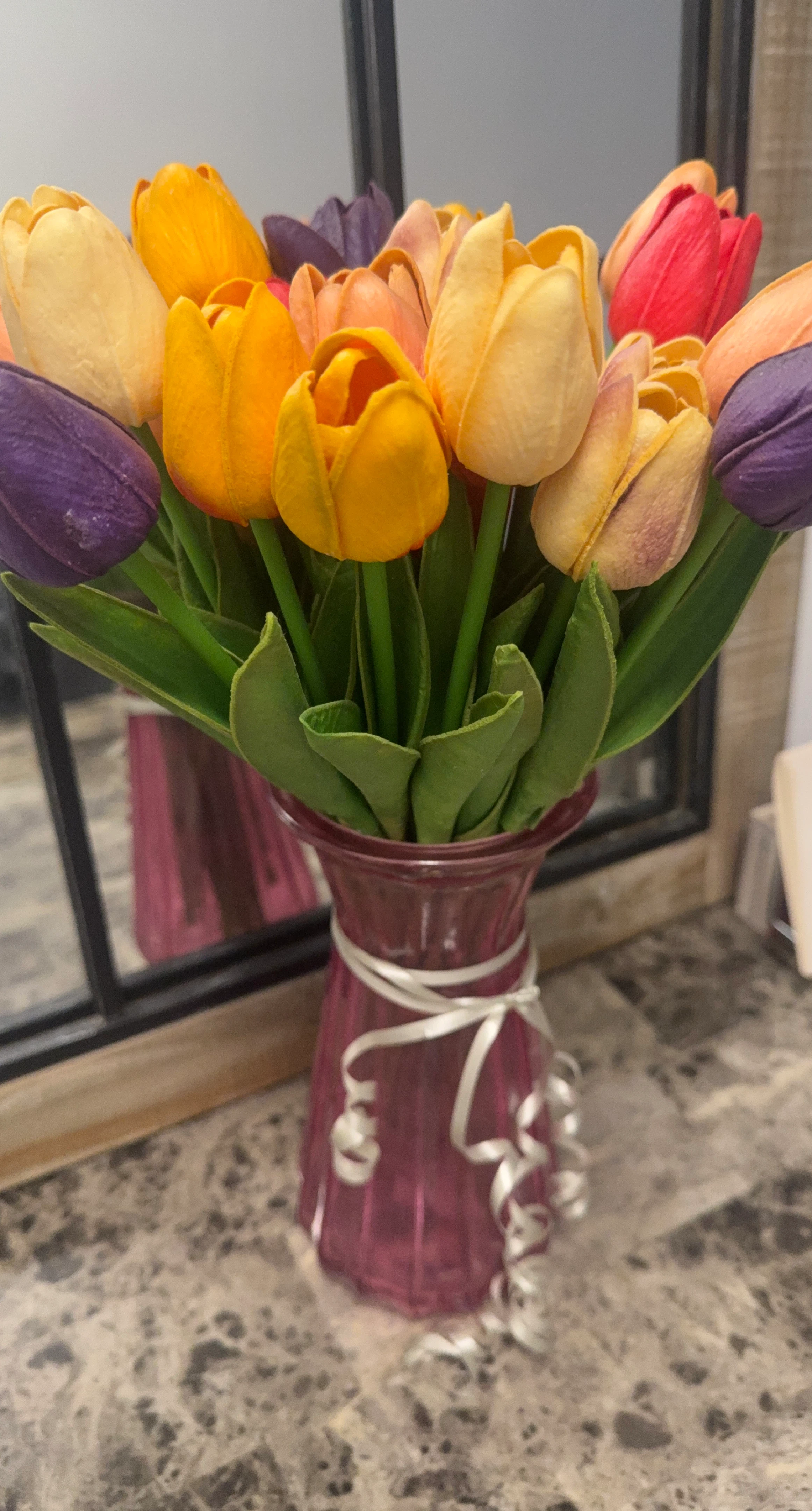 Artificial Tulip Bouquet in Pink Vase