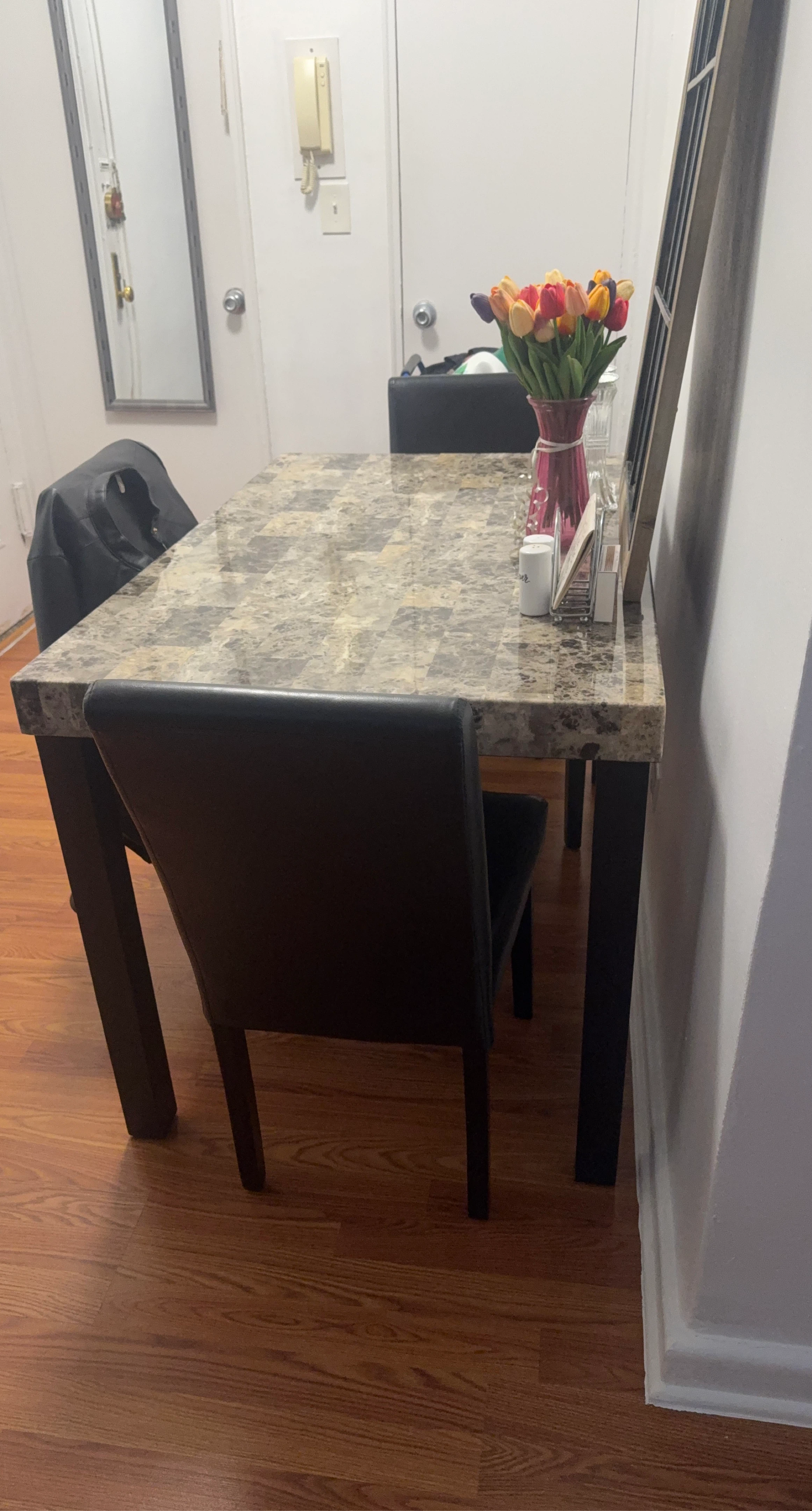 Marble Top Dining Table with 4 Chairs