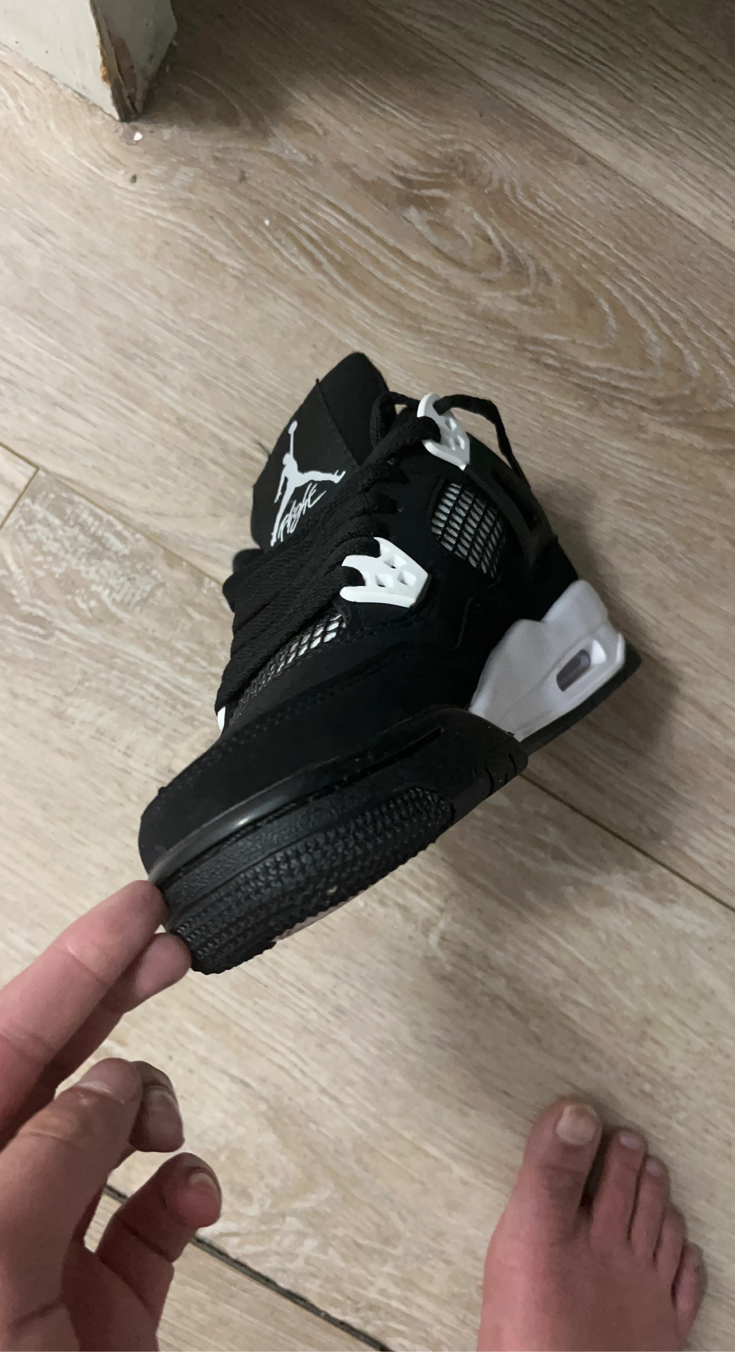 Black and White Air Jordan 4 (TD) Sneakers