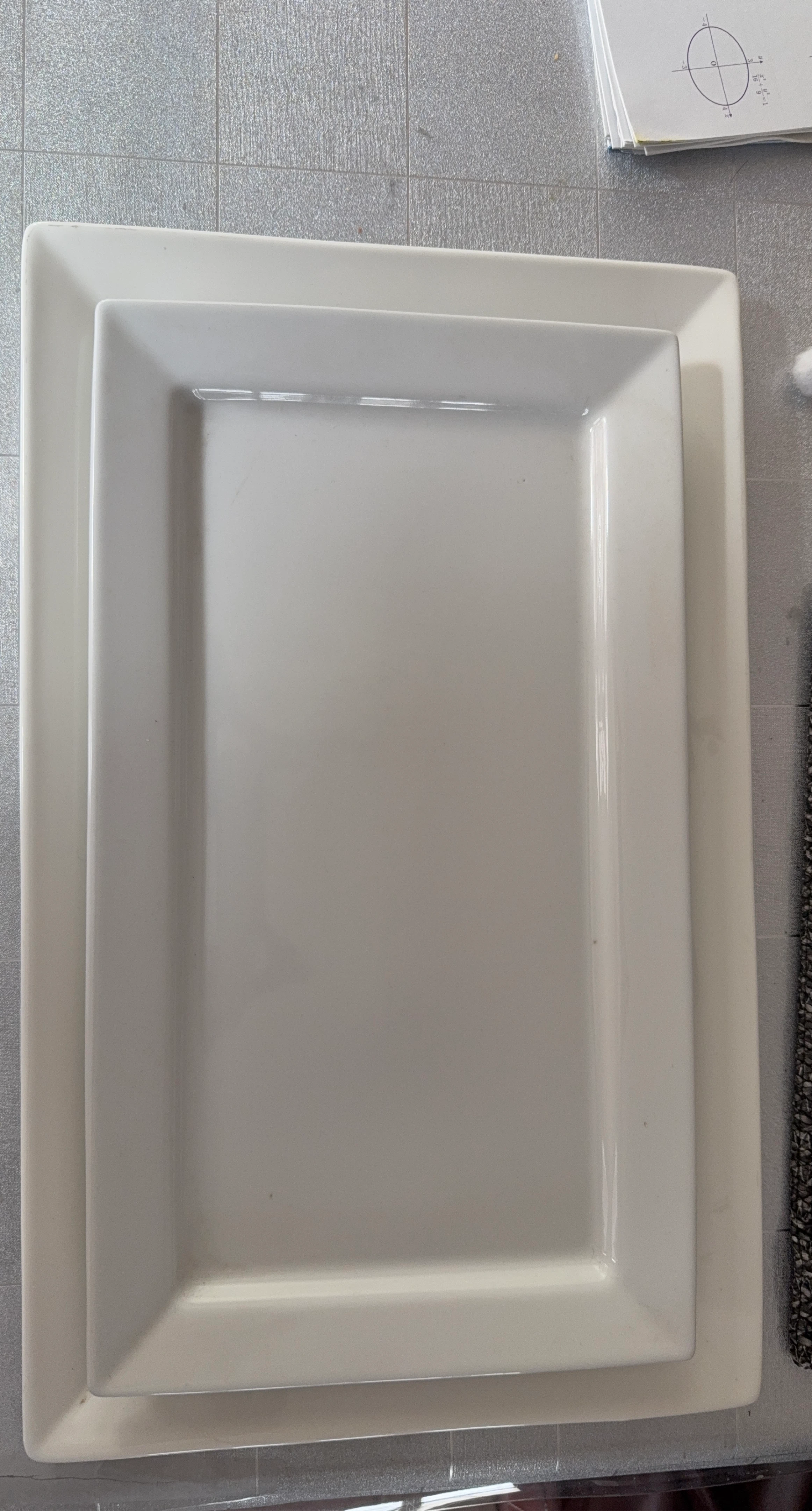 Set of 2 White Rectangular Serving Platters