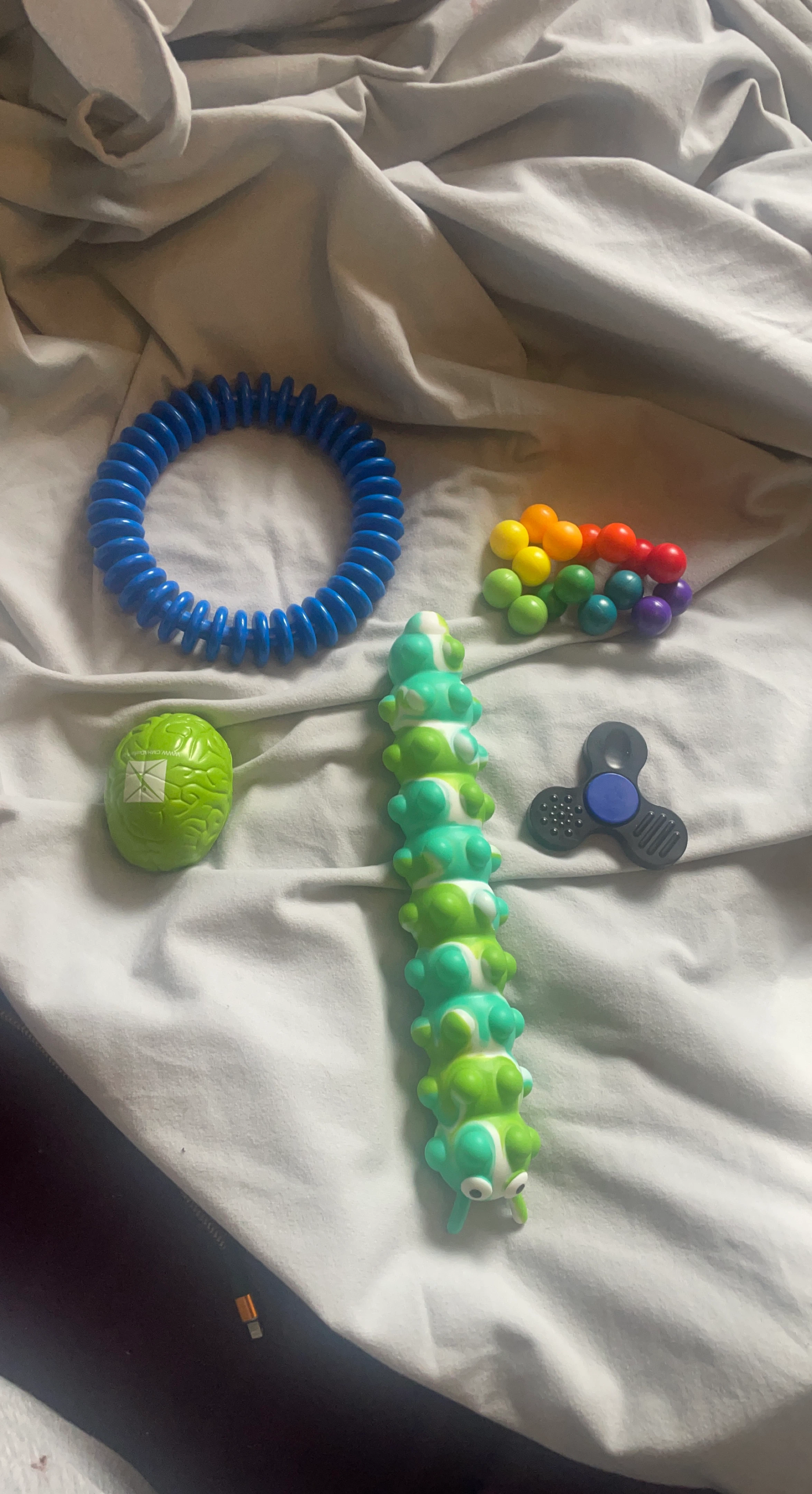 Fidget Toys Lot - Stress Balls, Spinner, Caterpillar Toy