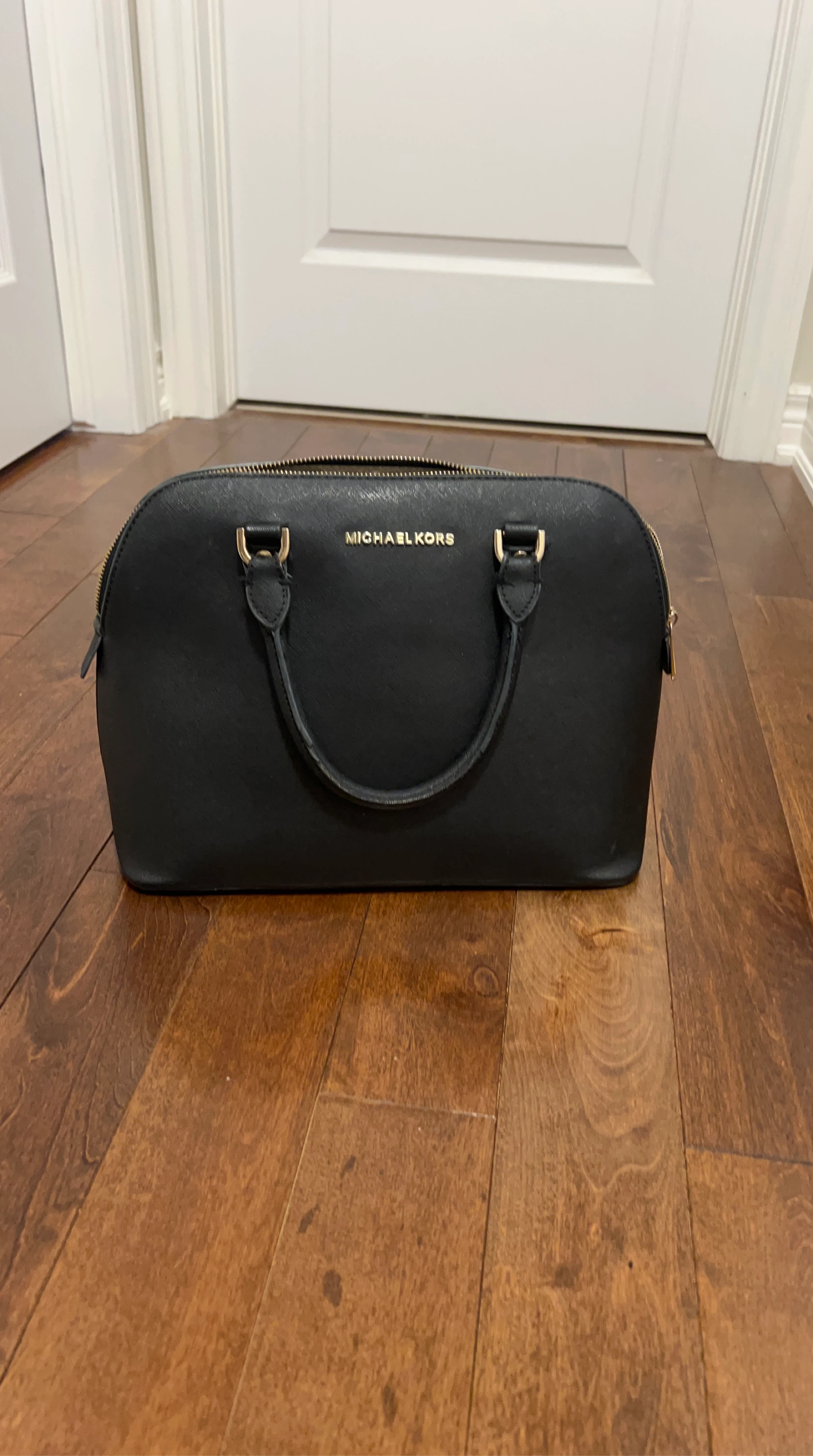 Michael Kors Black Leather Satchel Handbag