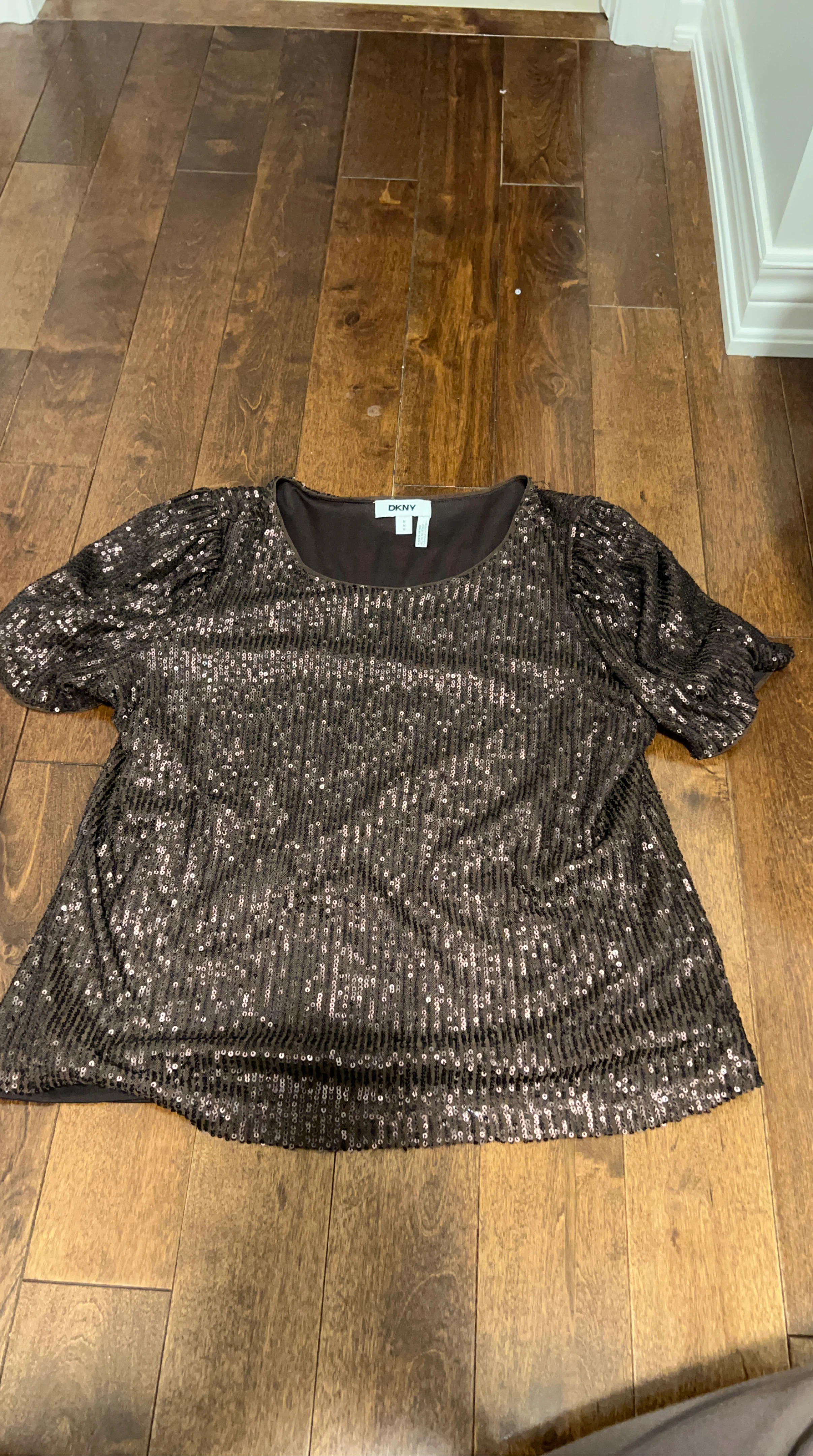 DKNY Sequin Short Sleeve Top
