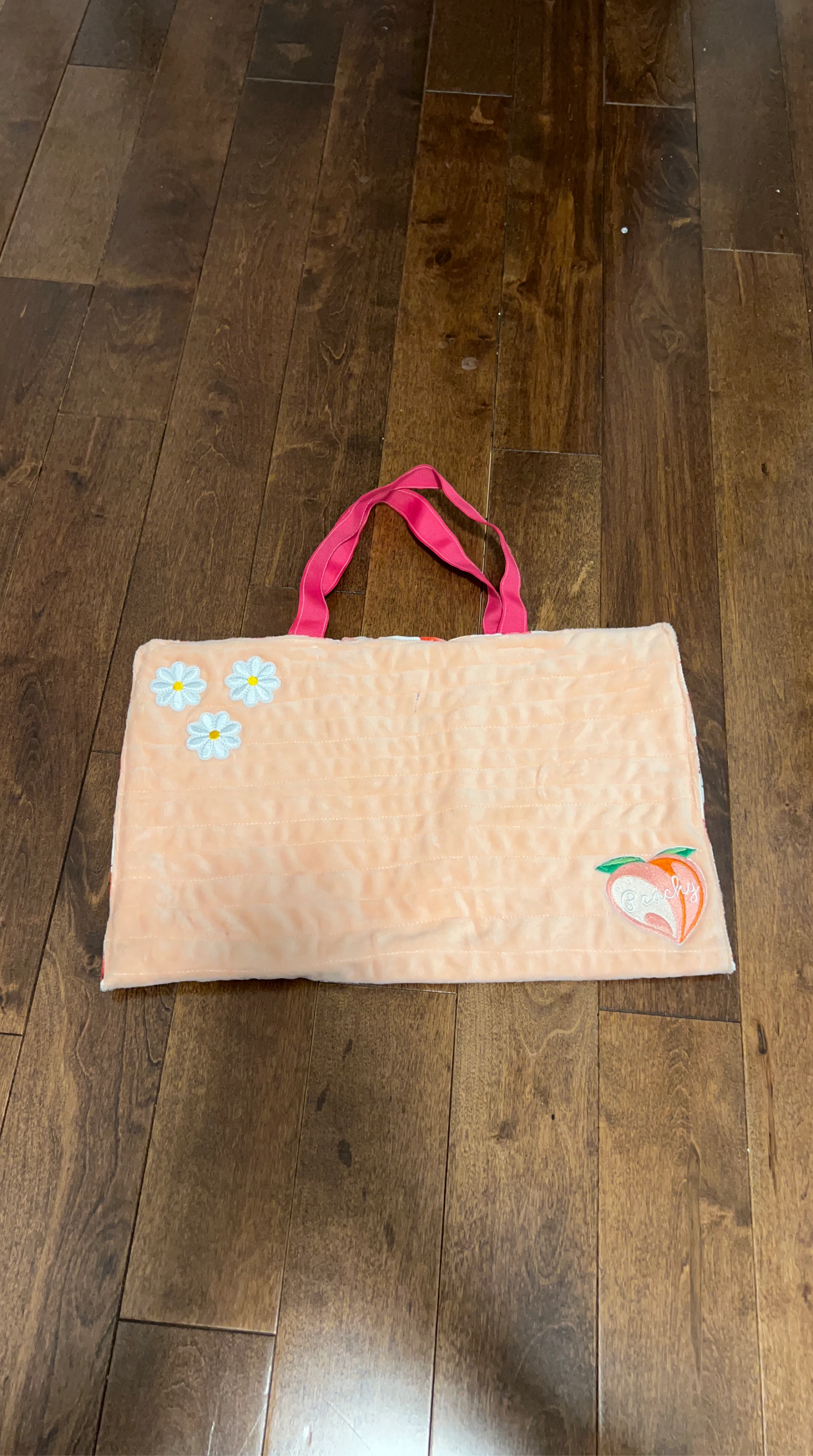 Peach Themed Plush Tote Bag