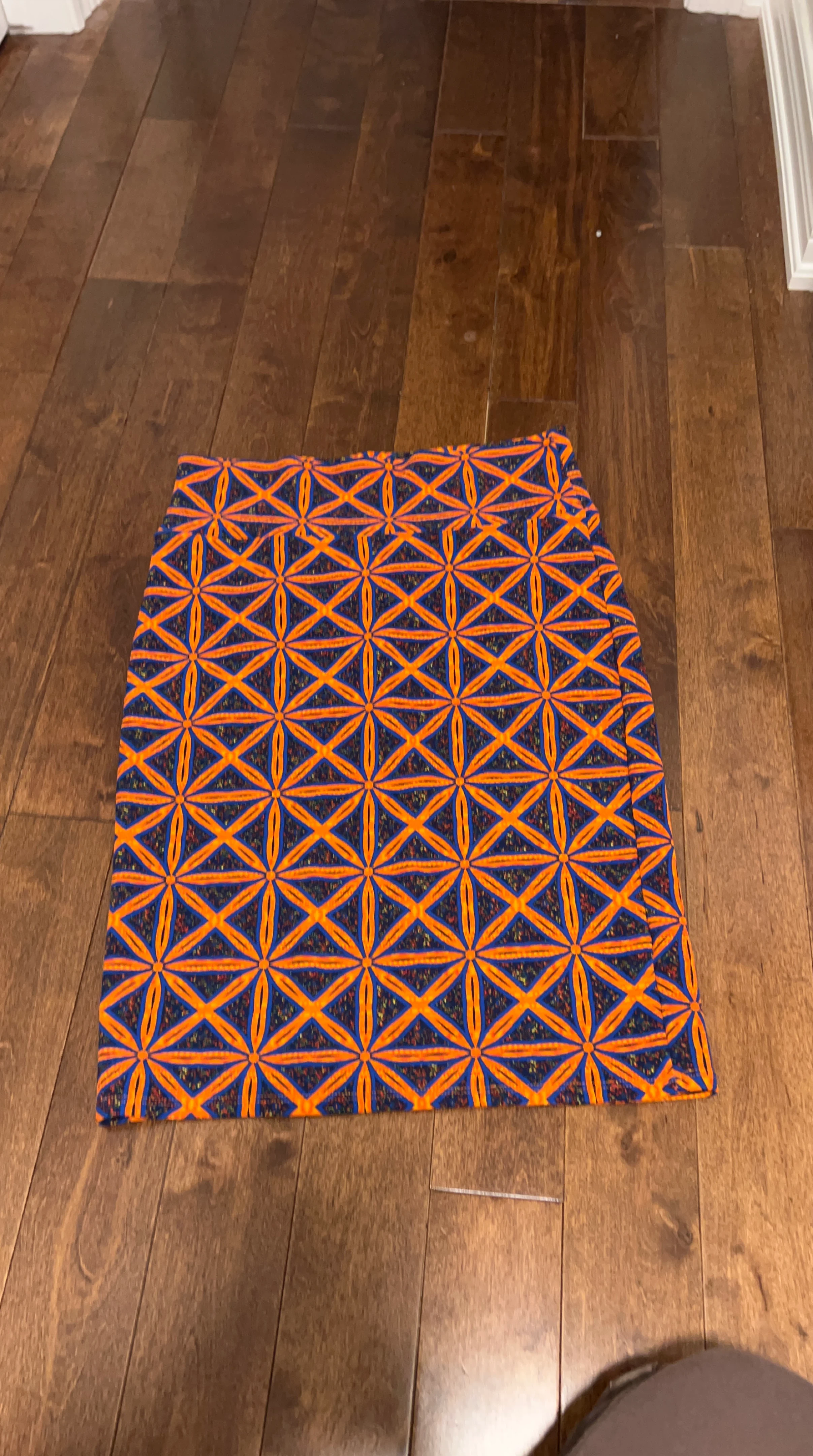 Blue and Orange Geometric Print Skirt