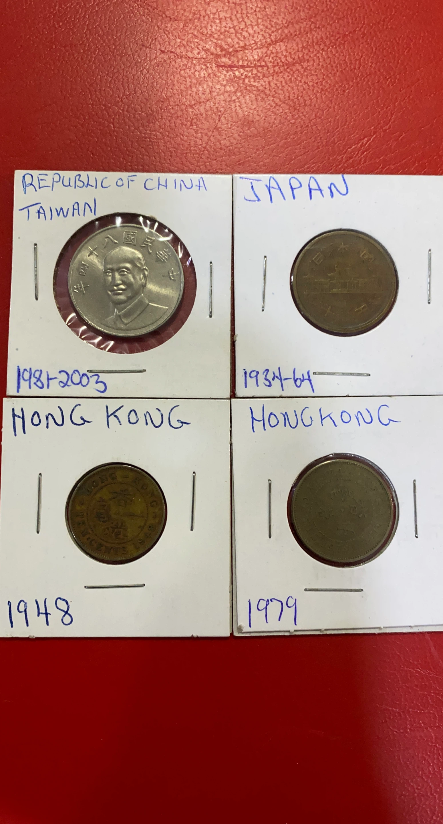 Collection of 4 International Coins - Taiwan, Japan, Hong Kong
