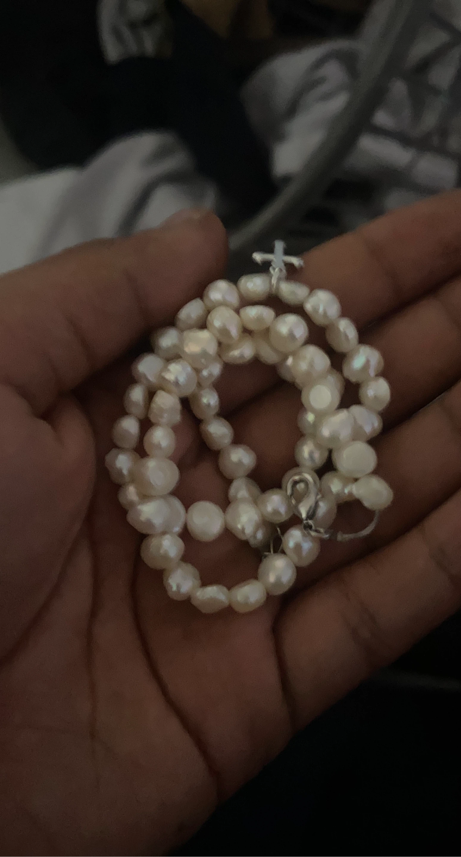 Freshwater Pearl Necklace with Cross Charm