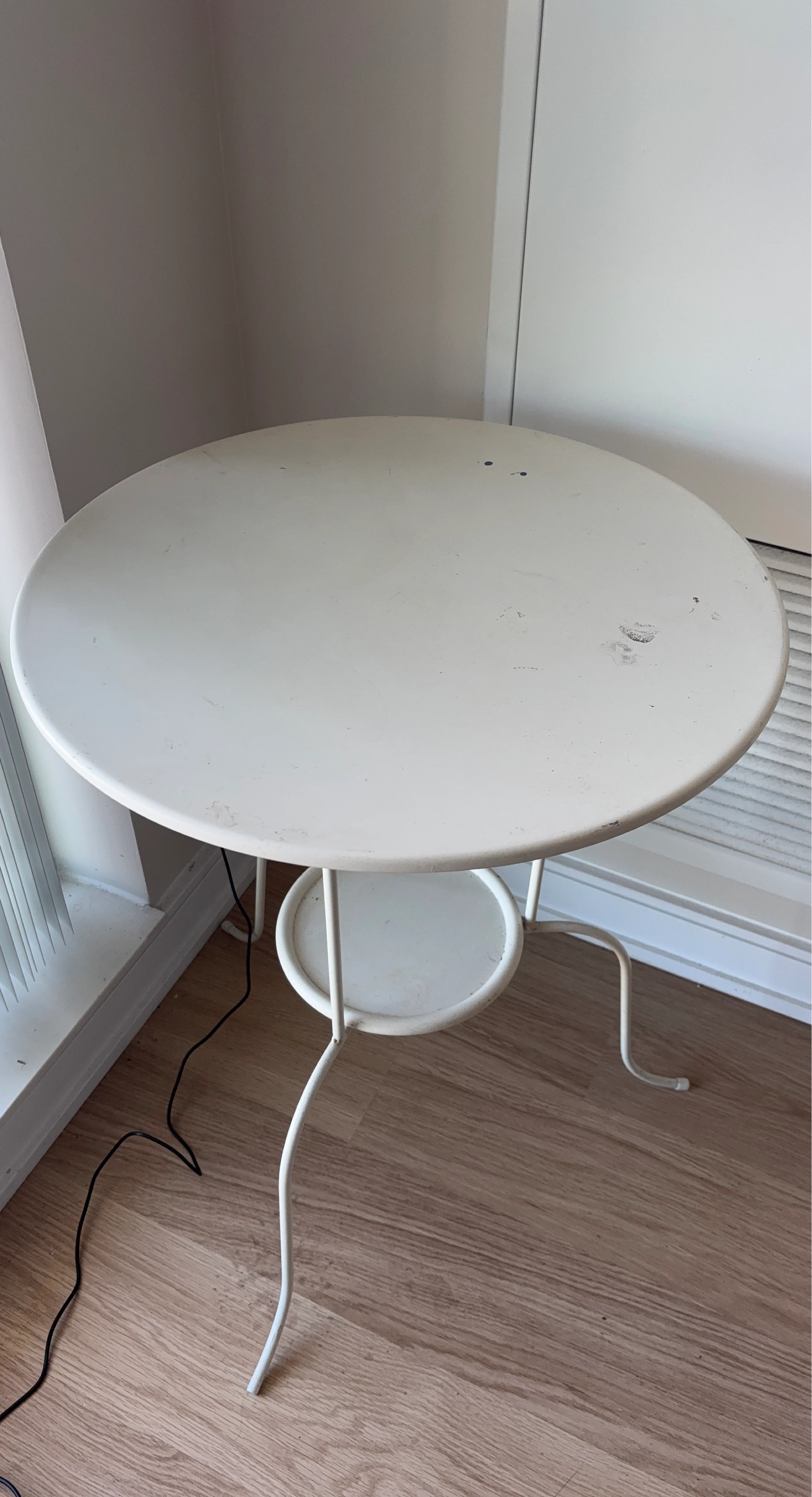 White Round Metal Bistro Table