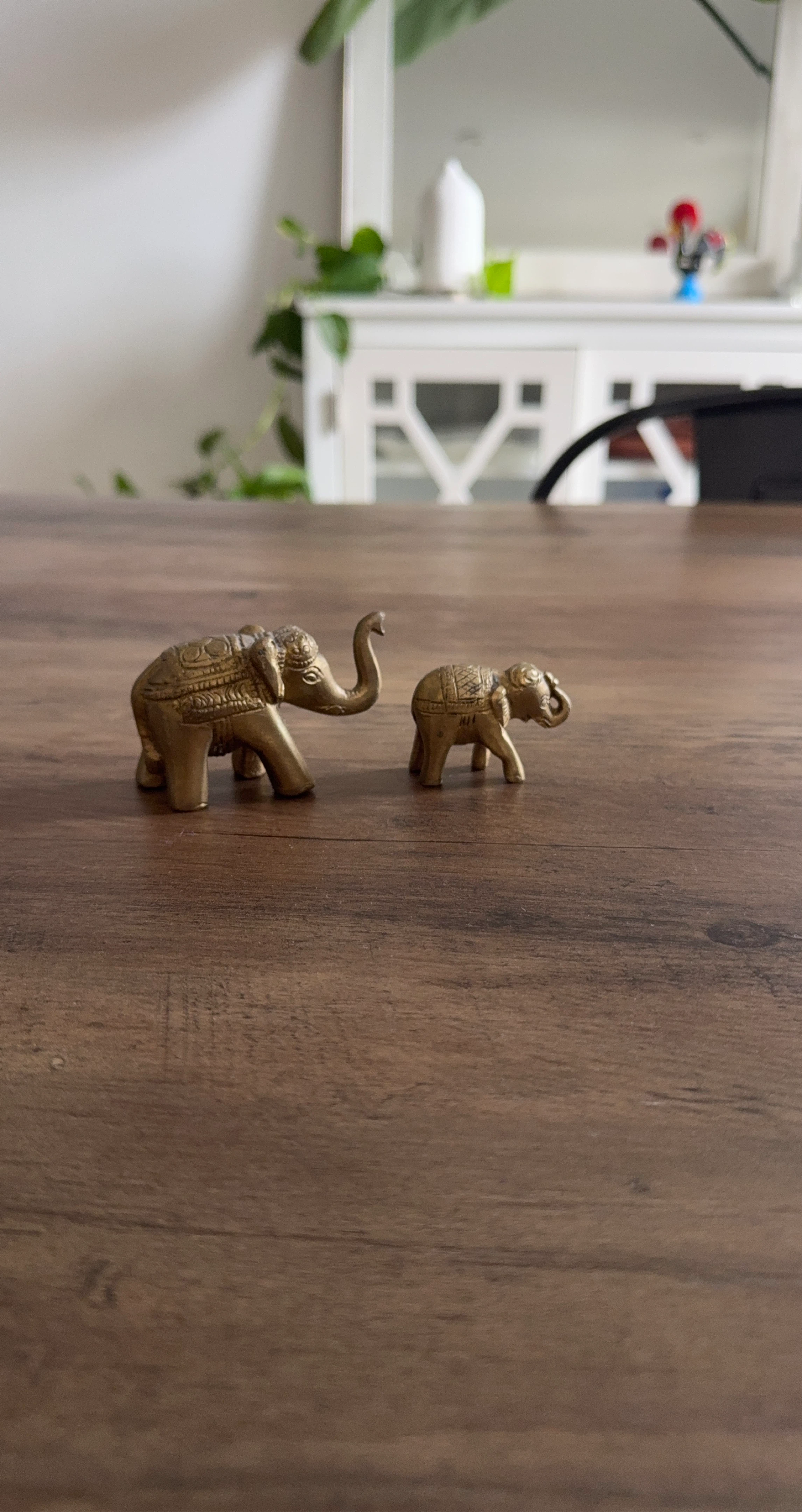 Brass Elephant Figurines - Set of 2