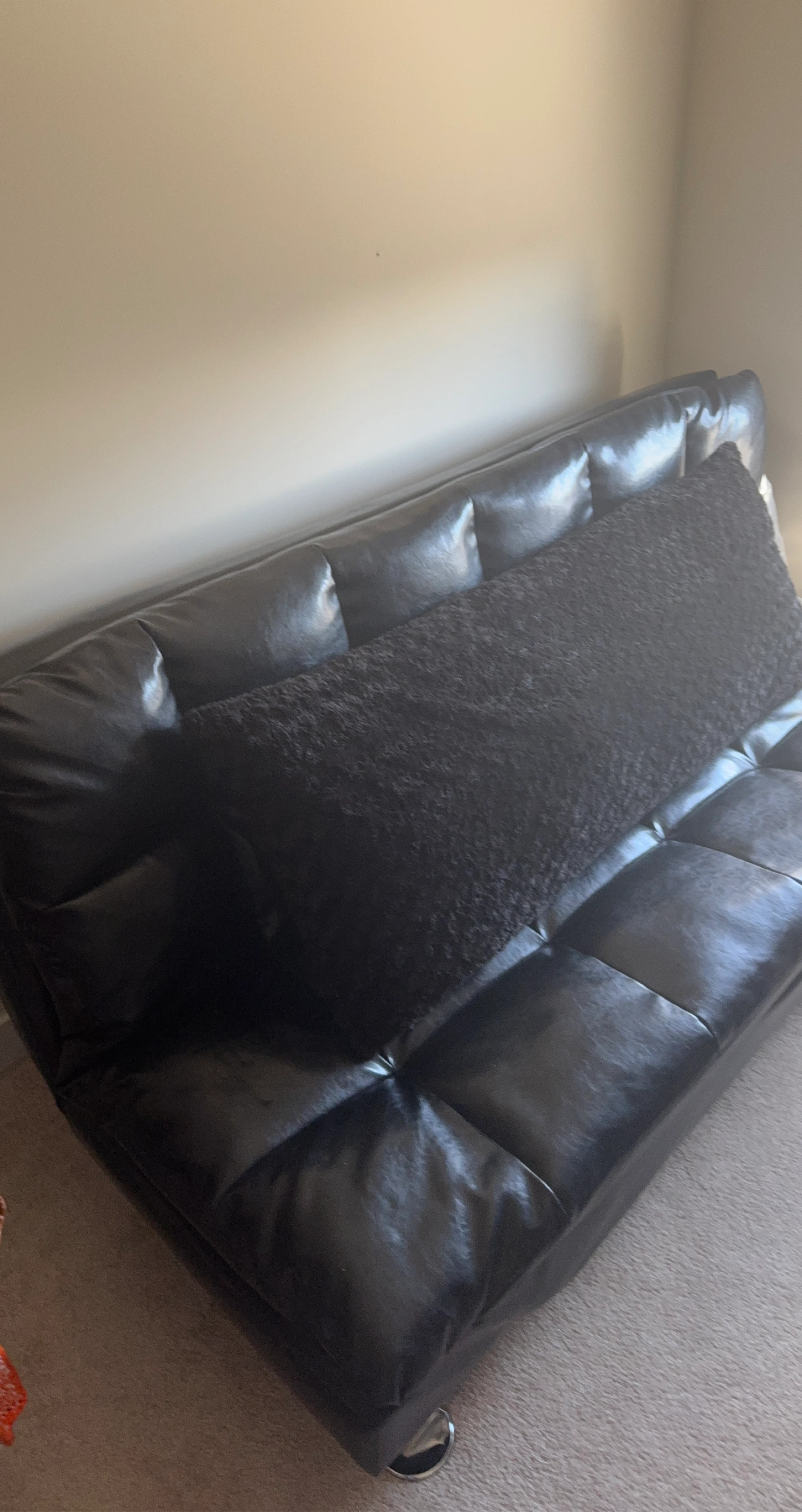 Black Faux Leather Futon