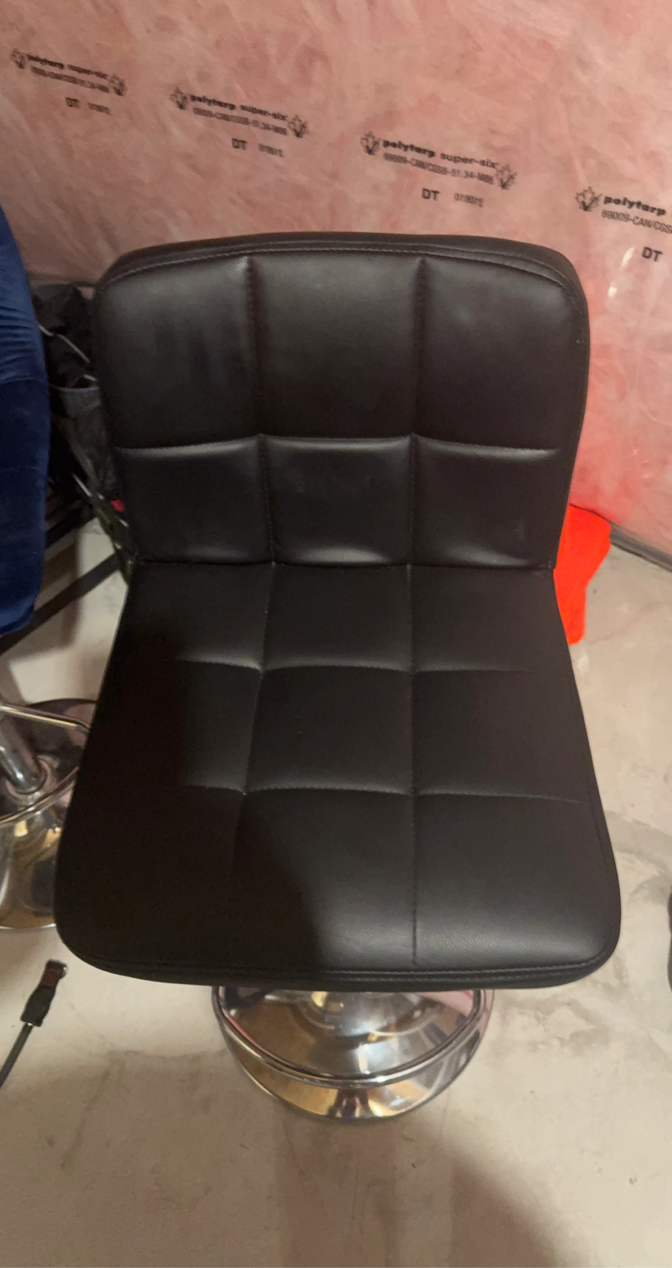 Black Faux Leather Bar Stool