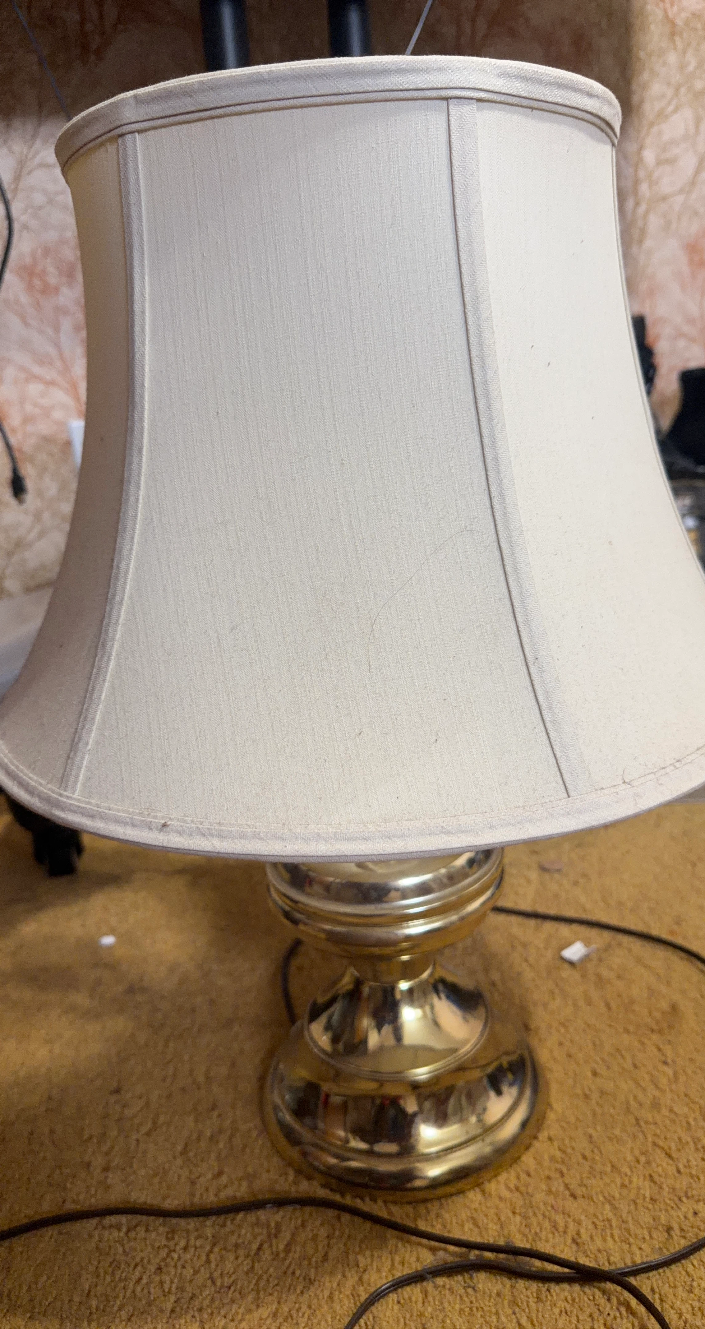 Brass Table Lamp with Cream Shade