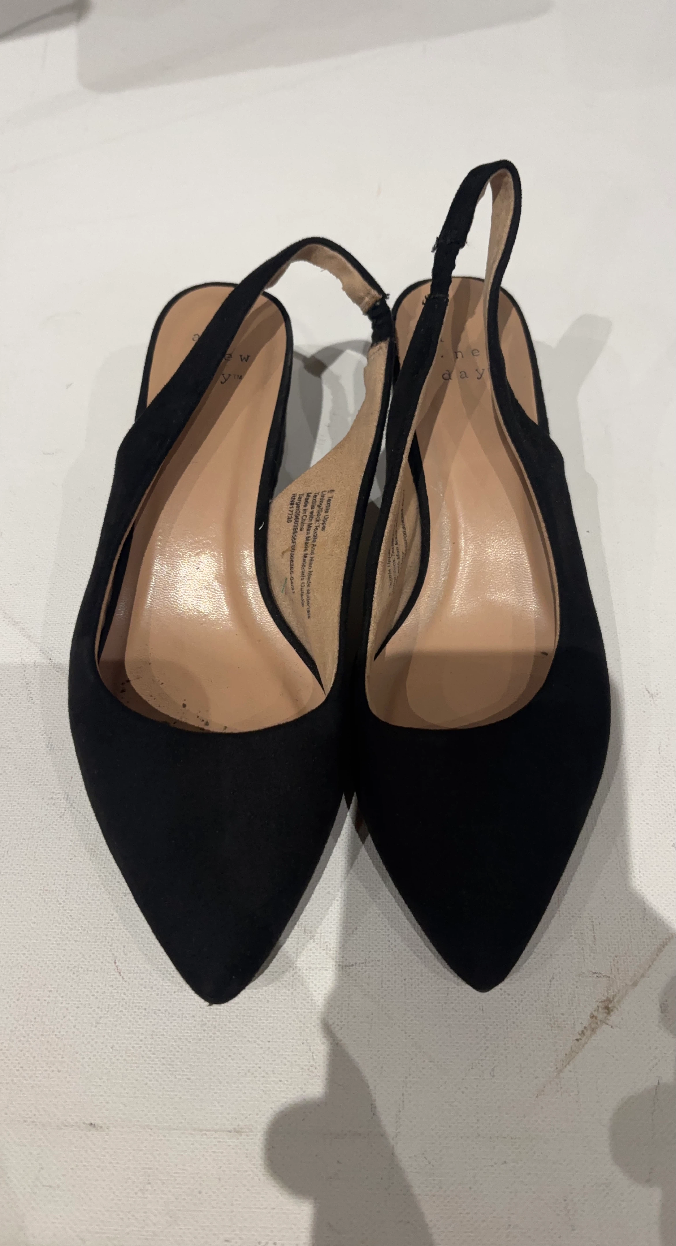 A New Day Black Suede Slingback Heels
