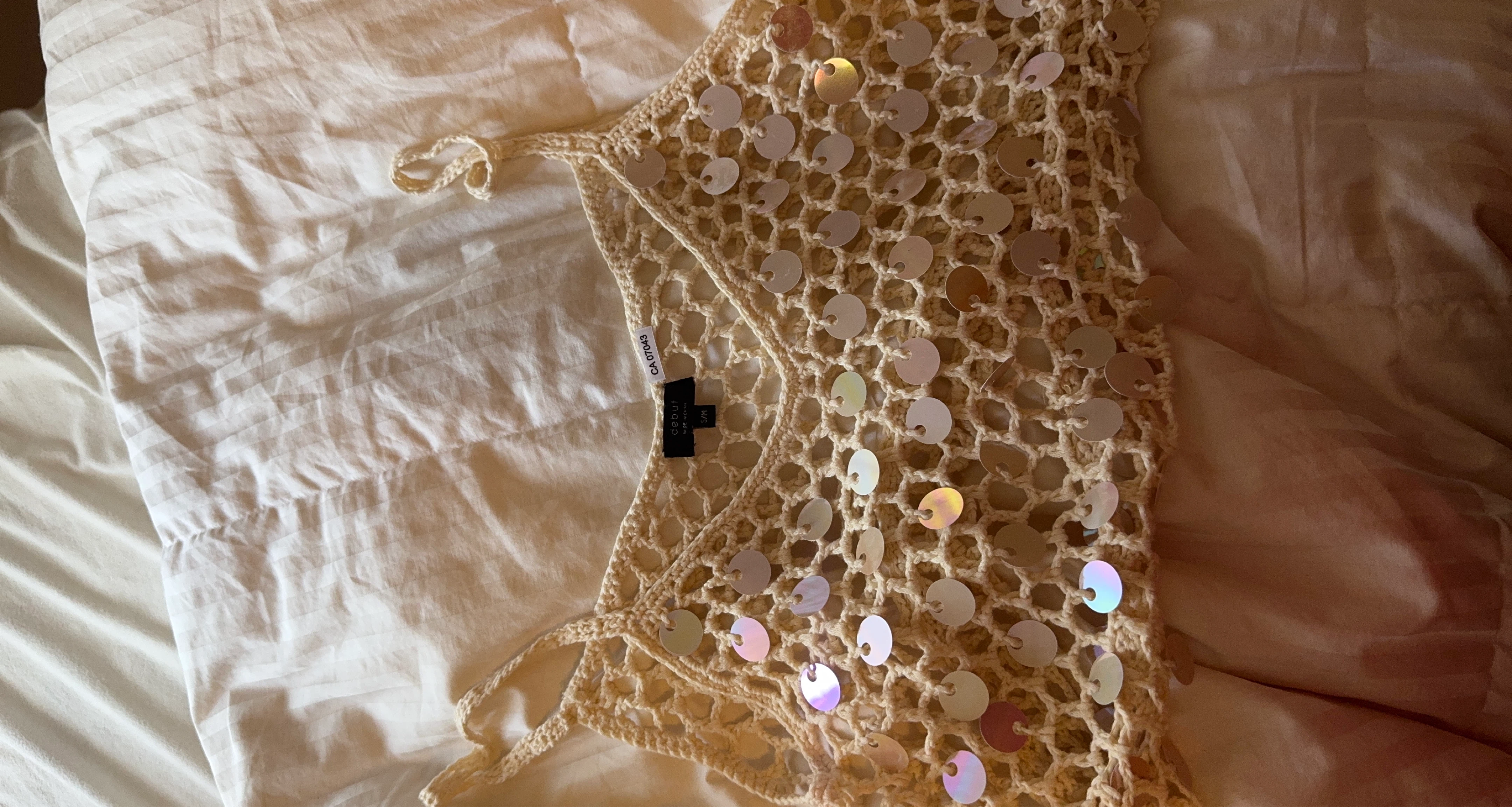 Debut Crochet Sequin Halter Top