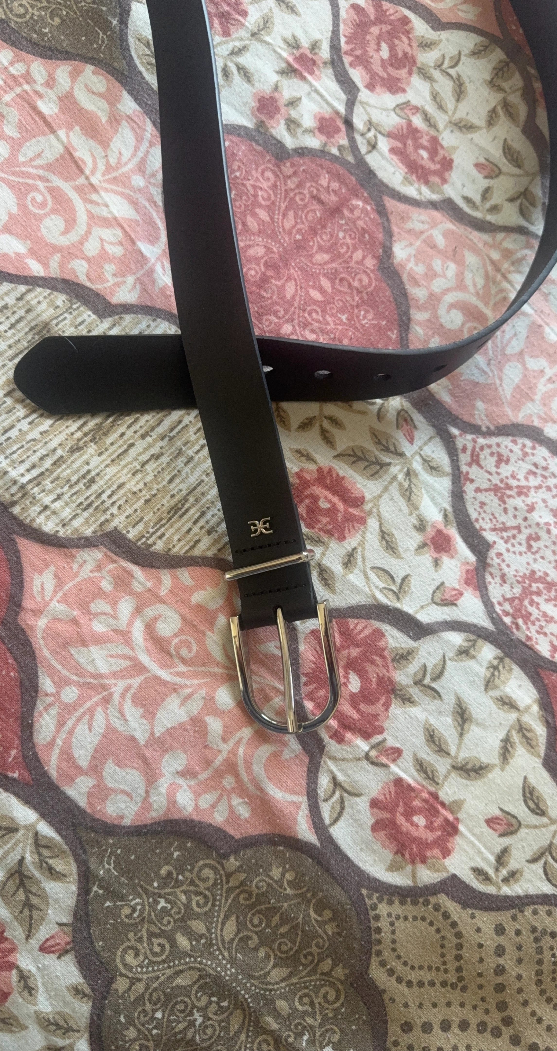 Black Leather Belt with Silver Buckle