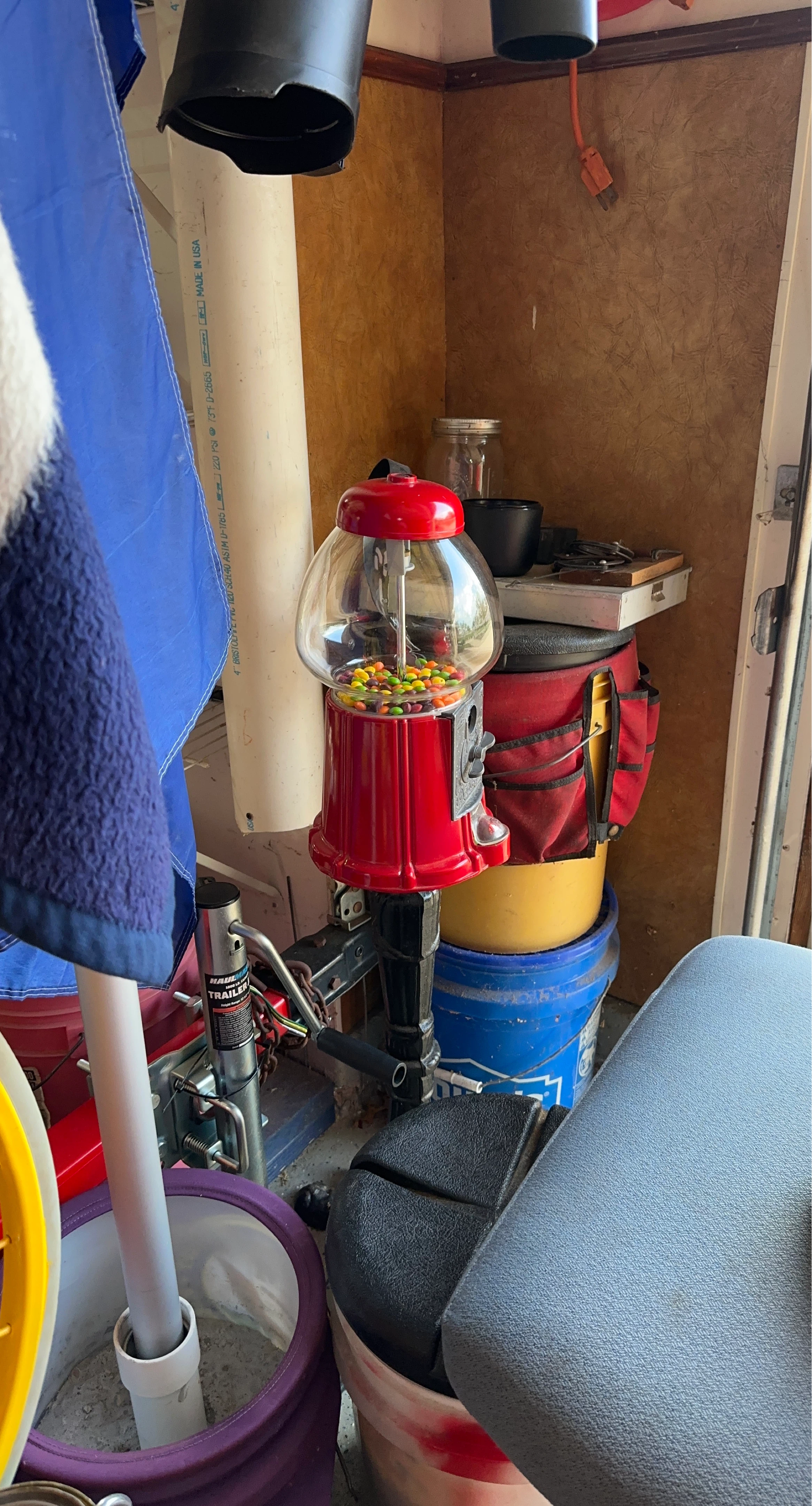 Red Gumball Machine with Skittles Candy