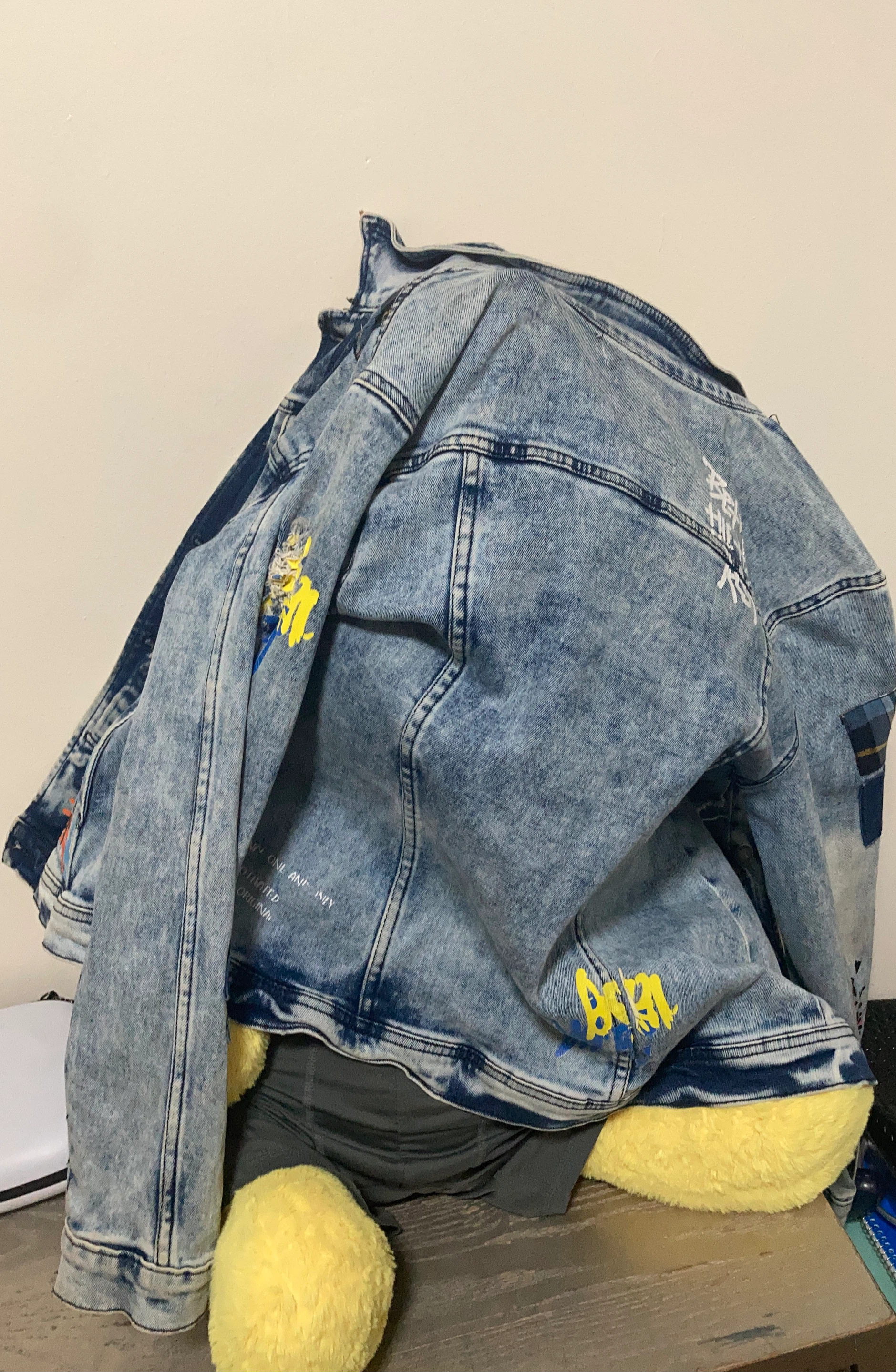 Distressed Denim Jacket with Graphic Print