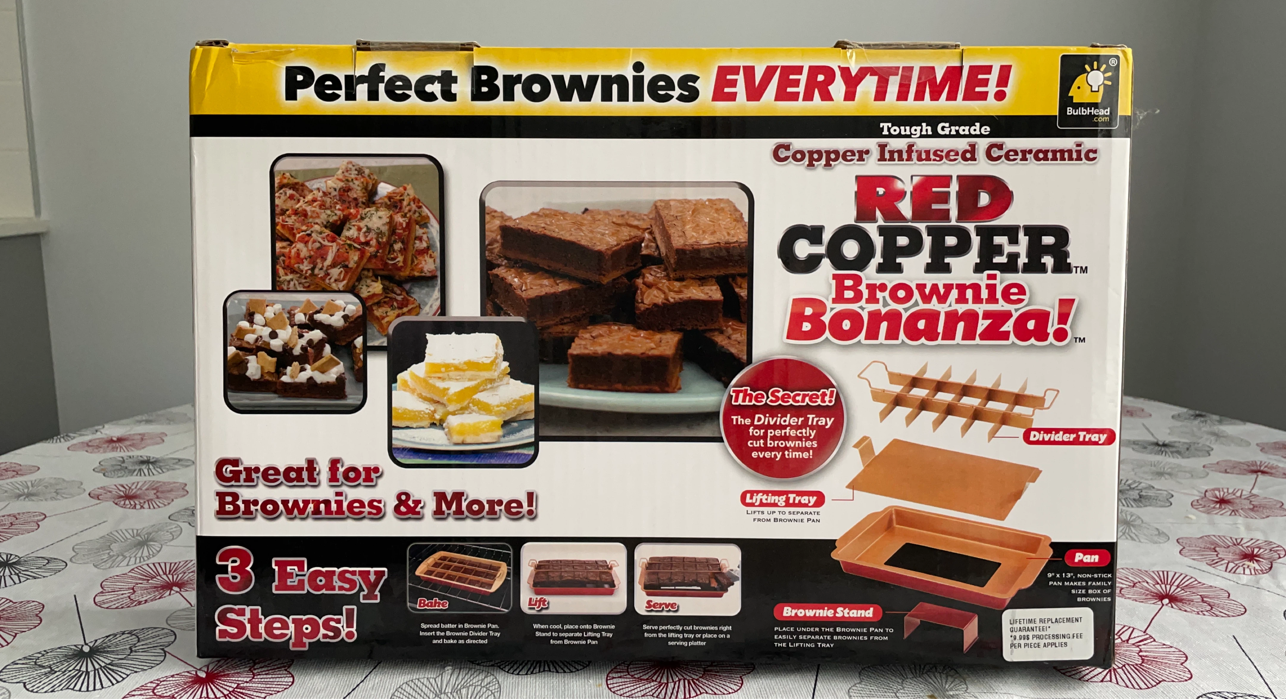 Red Copper Brownie Bonanza Pan with Divider