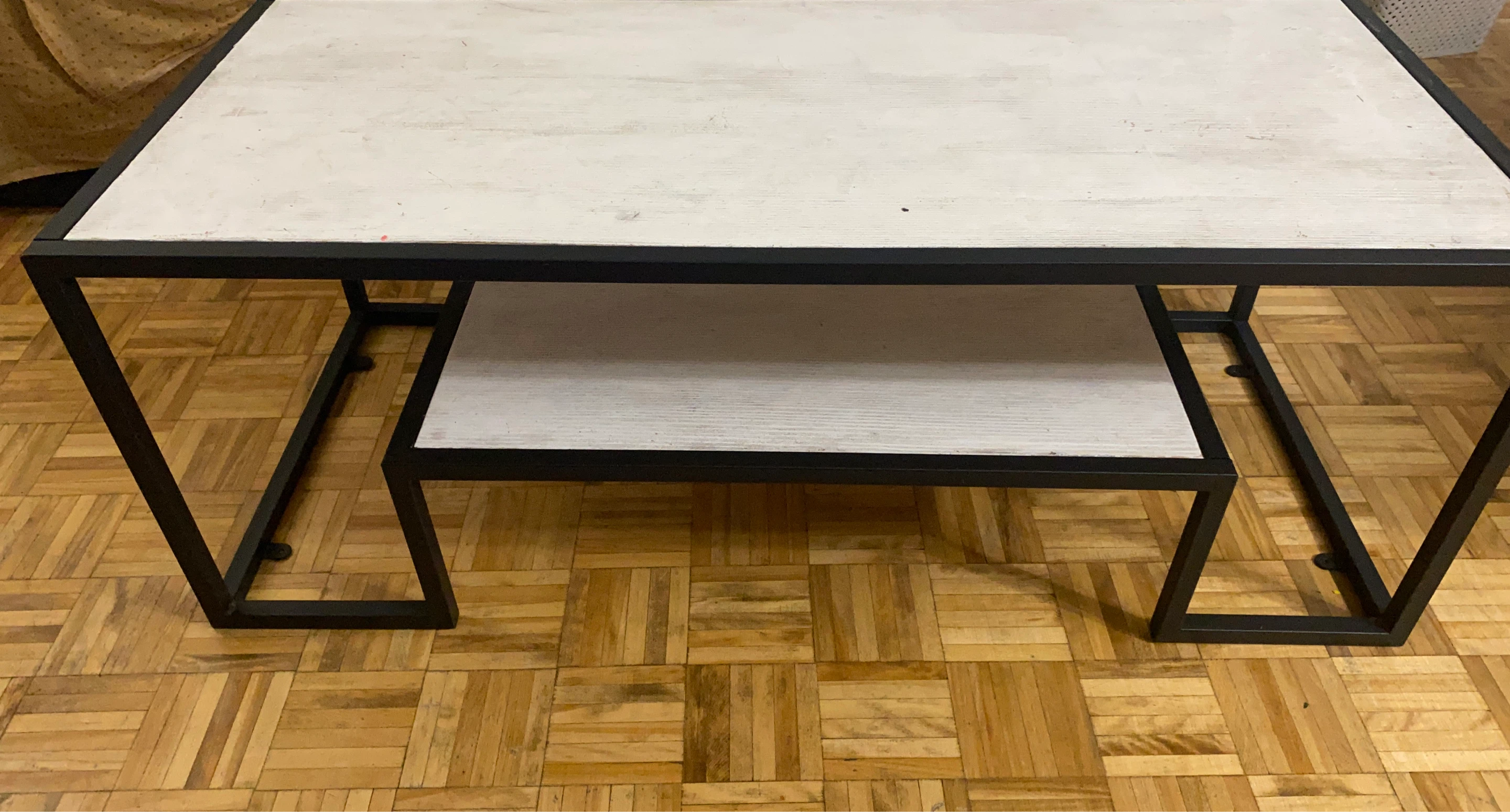 White Wash Coffee Table with Shelf