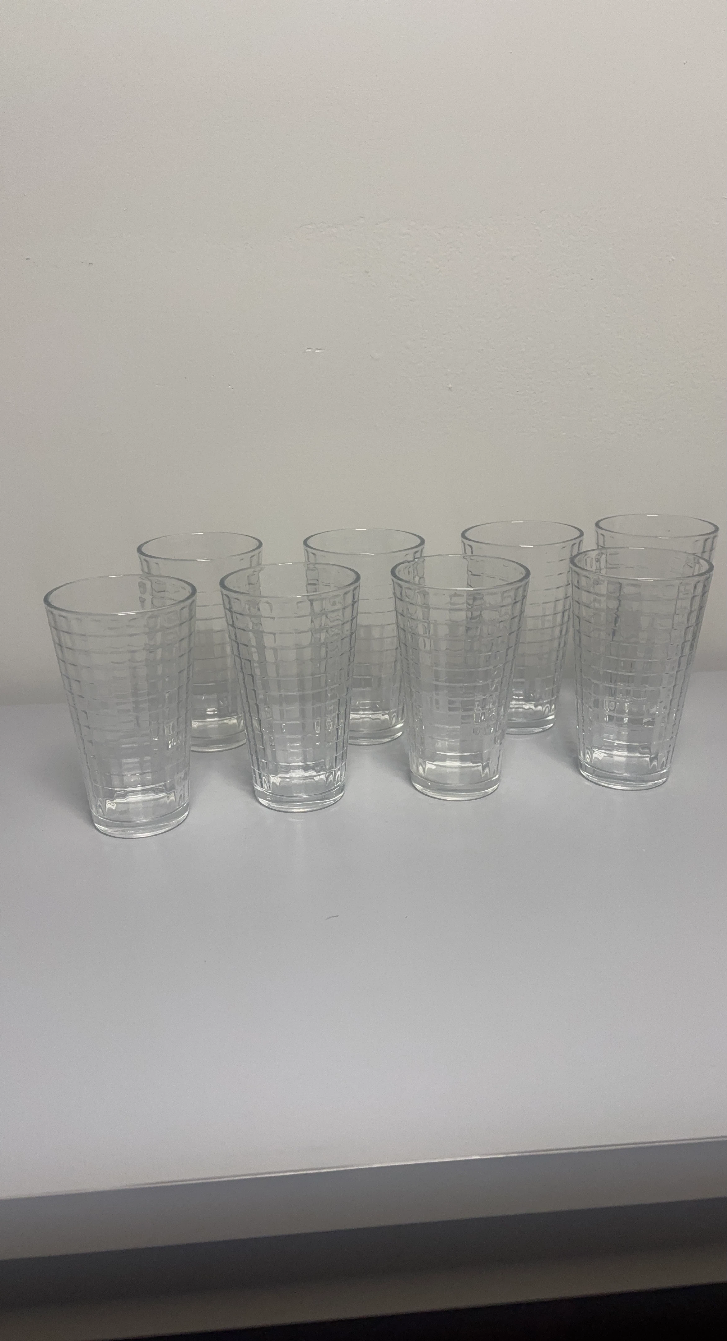 Set of 8 Clear Textured Drinking Glasses