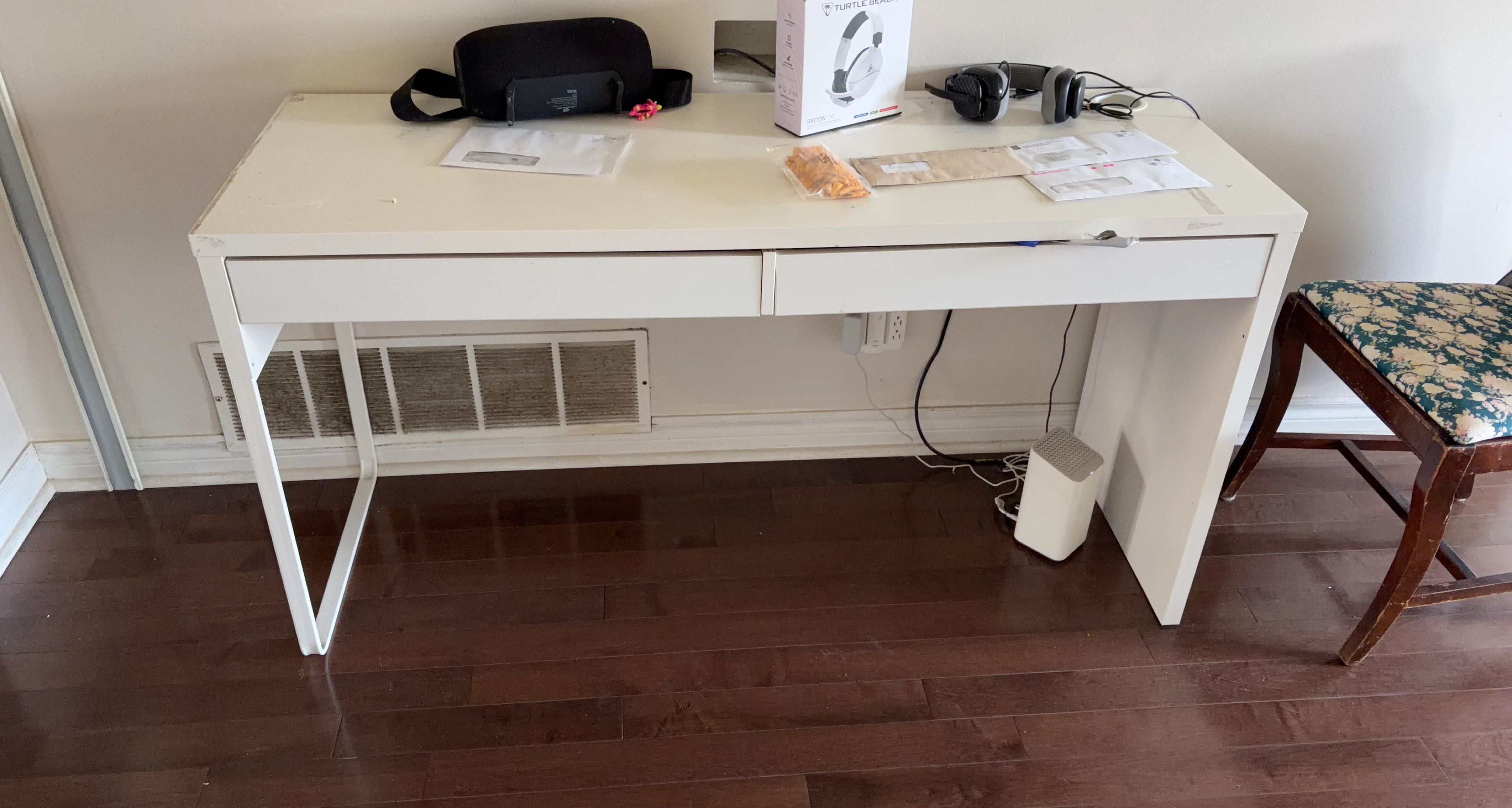 White IKEA Desk with Two Drawers