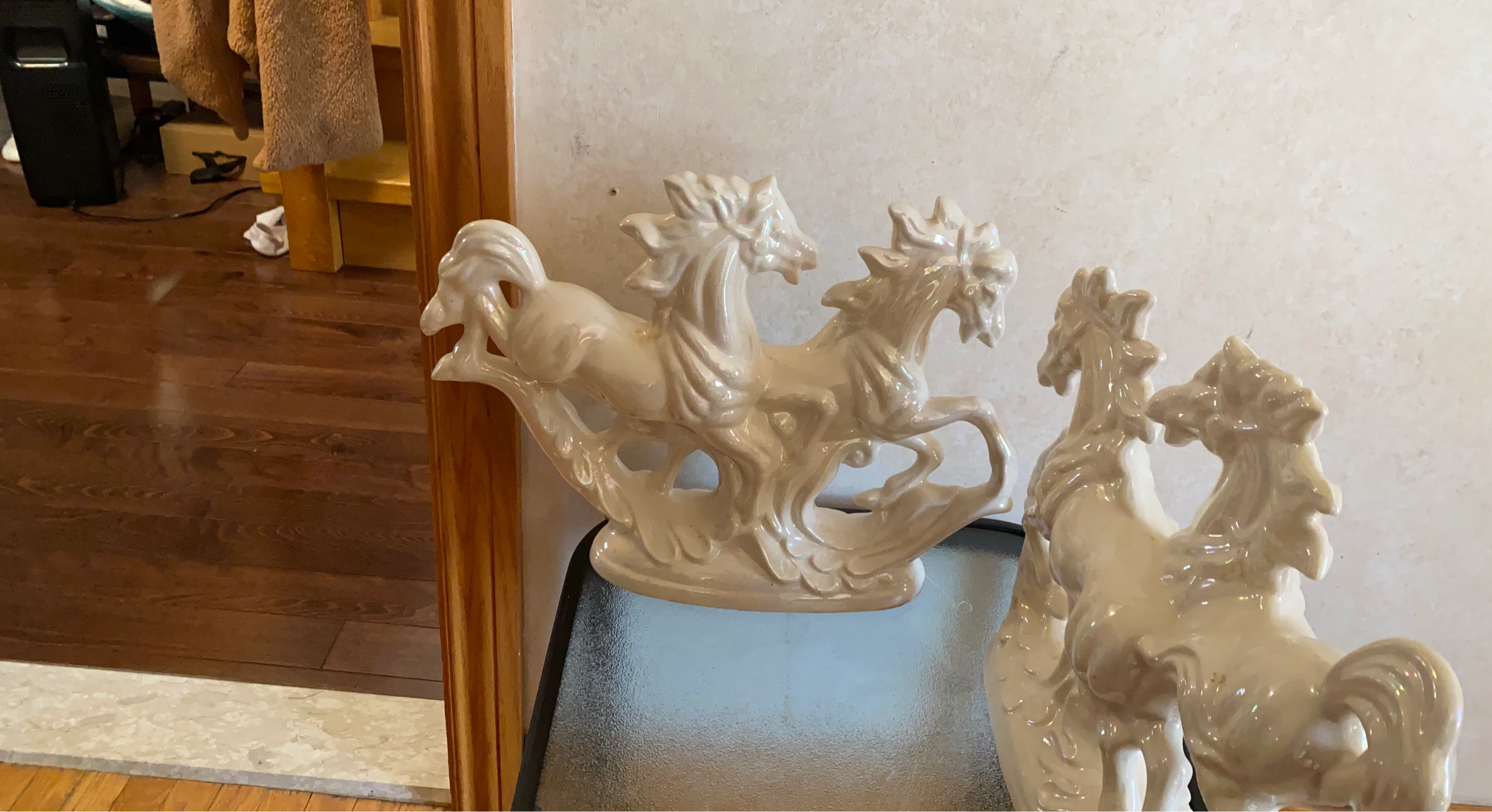 Cream Ceramic Horses Sculpture