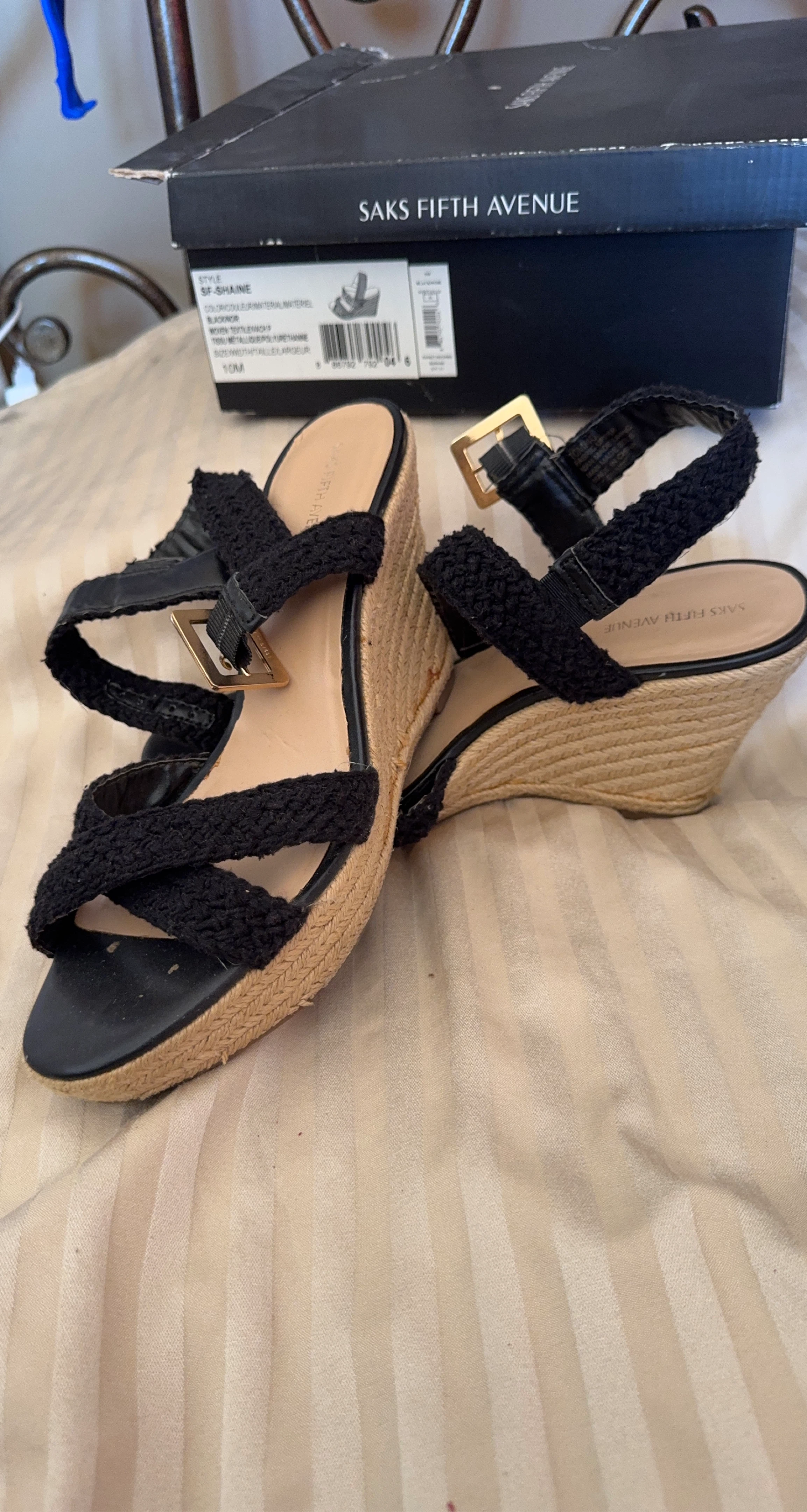 Saks Fifth Avenue SF-Shaine Wedge Sandals - Black - Size 10M