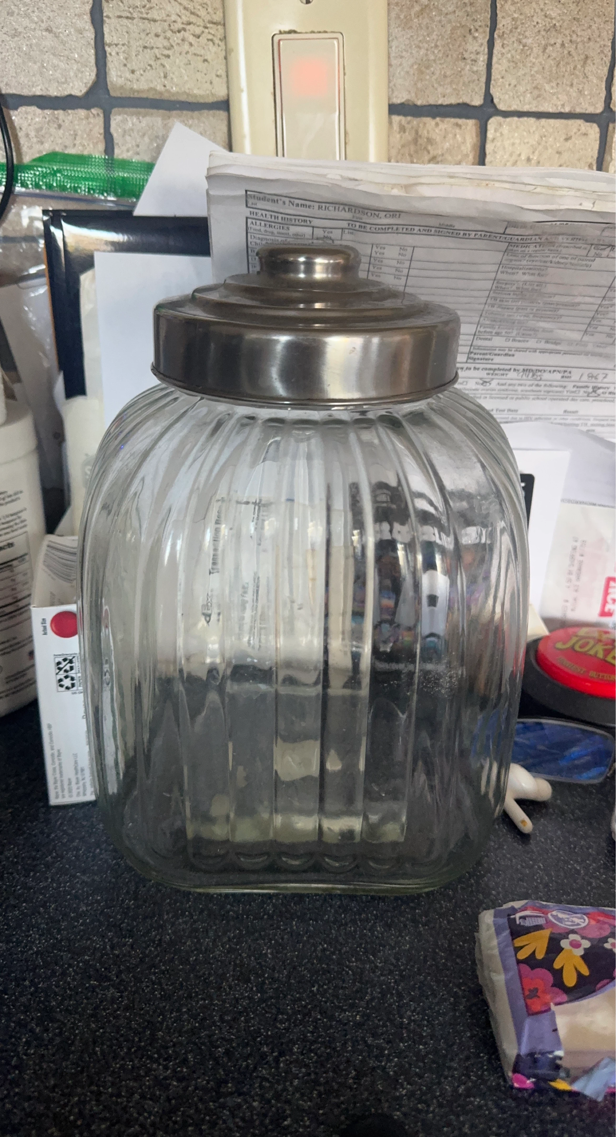 Glass Kitchen Canister with Metal Lid