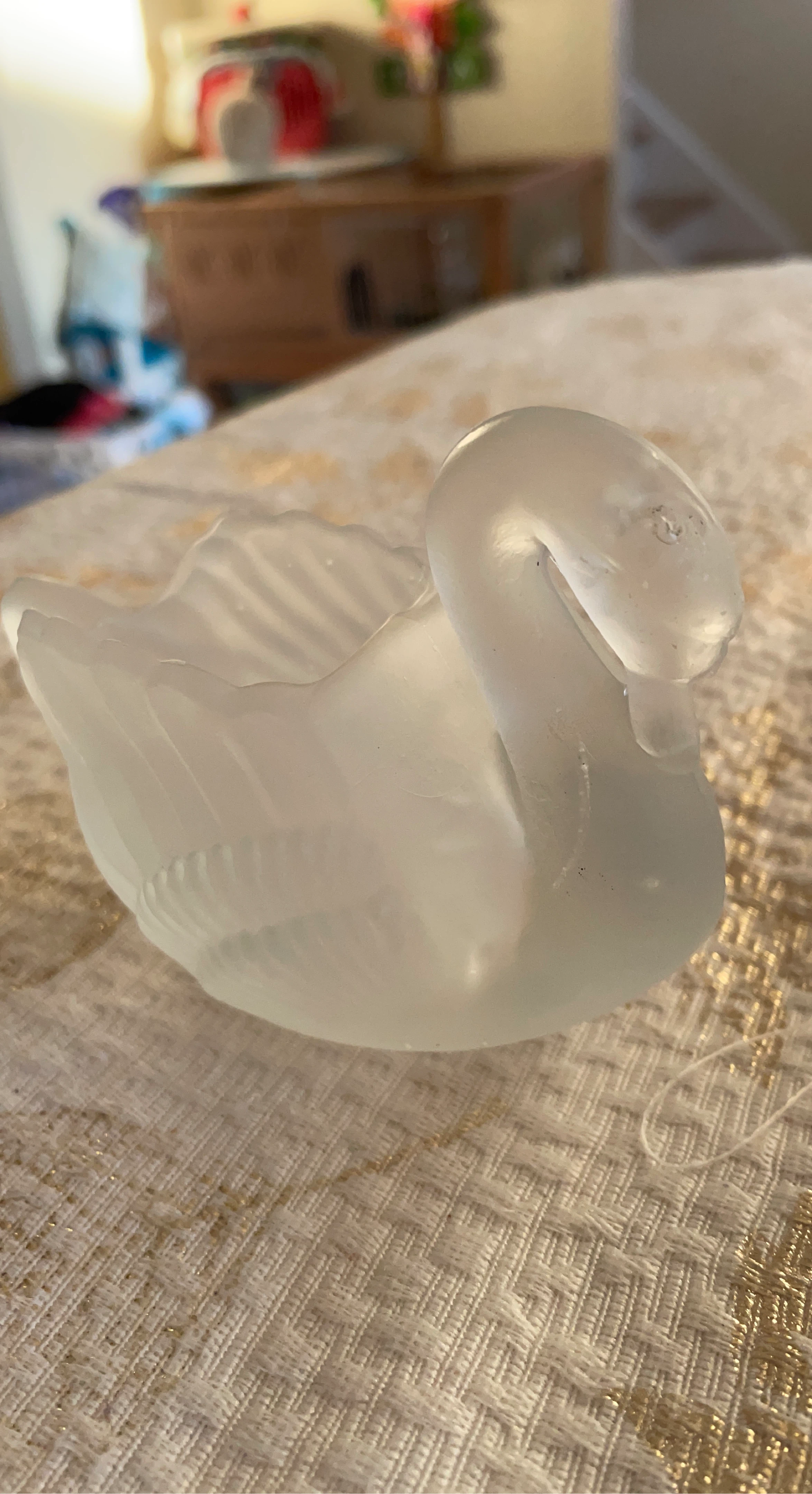 Frosted Glass Swan Trinket Dish