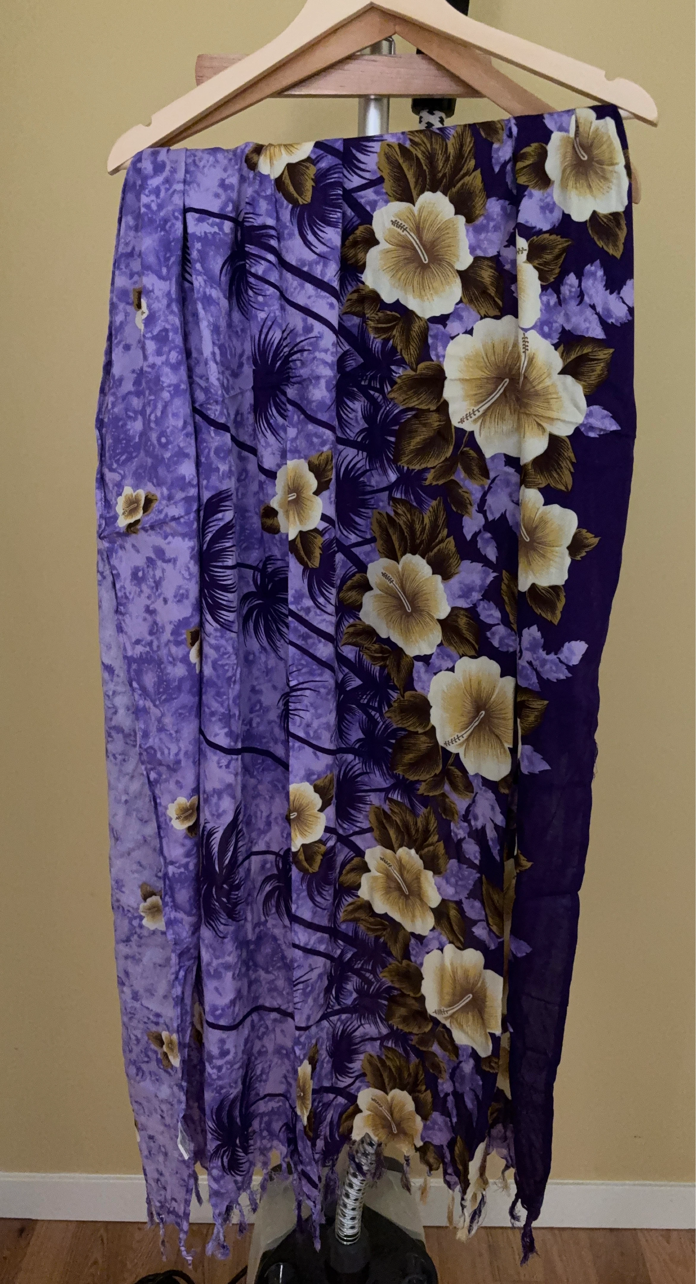 Purple Tropical Floral Sarong Scarf