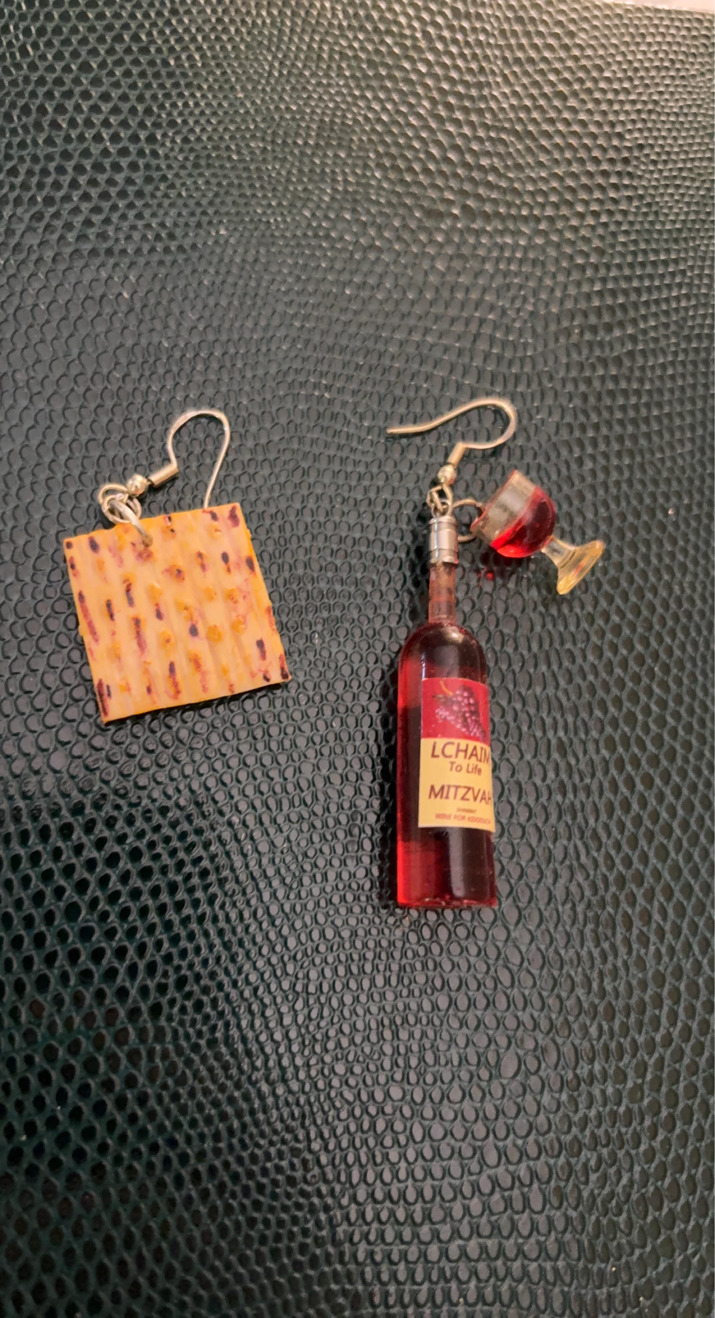 Matzah and Wine Bottle Earrings